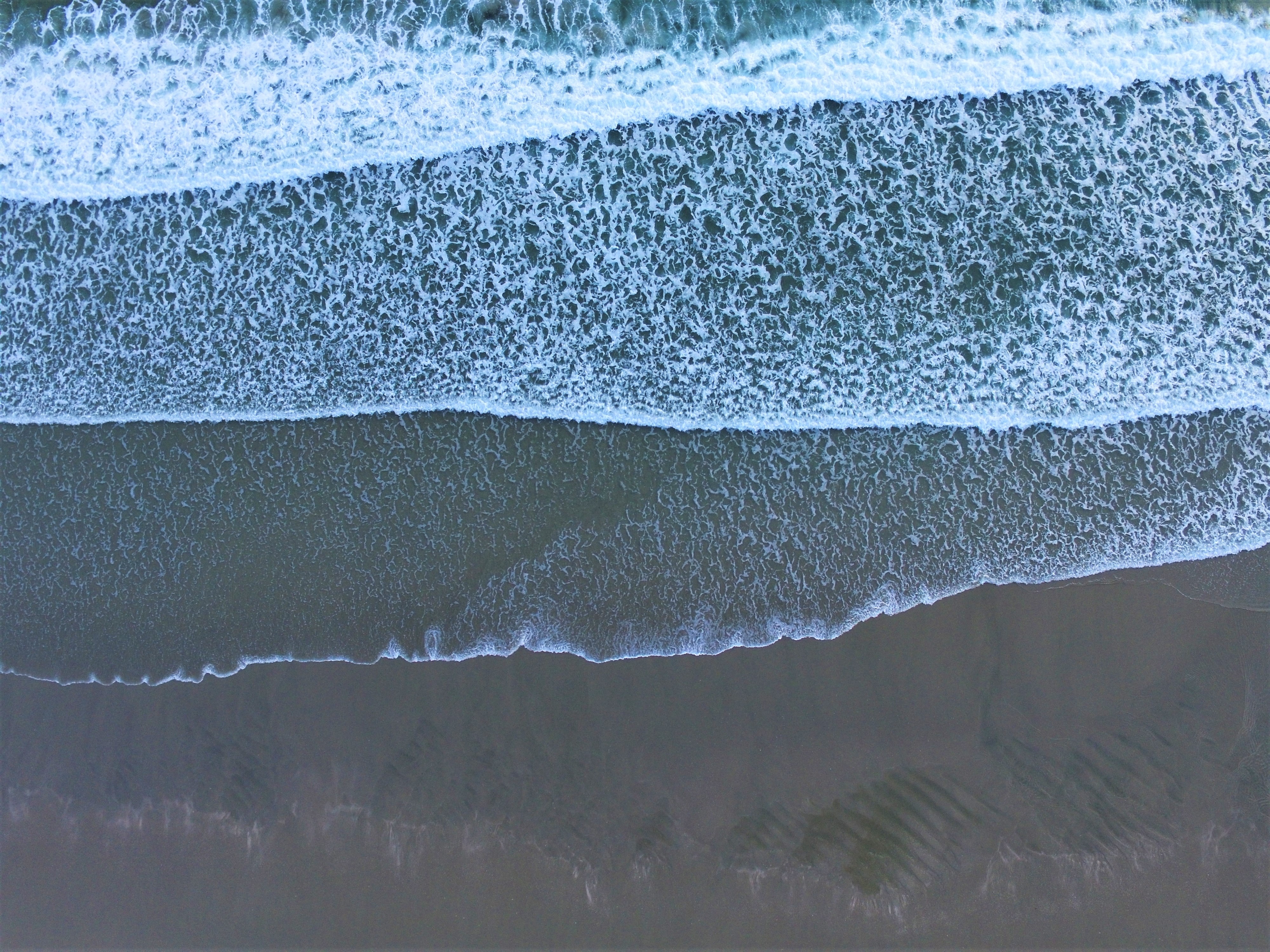 nature, sea, waves, beach, view from above, surf 4K, Ultra HD