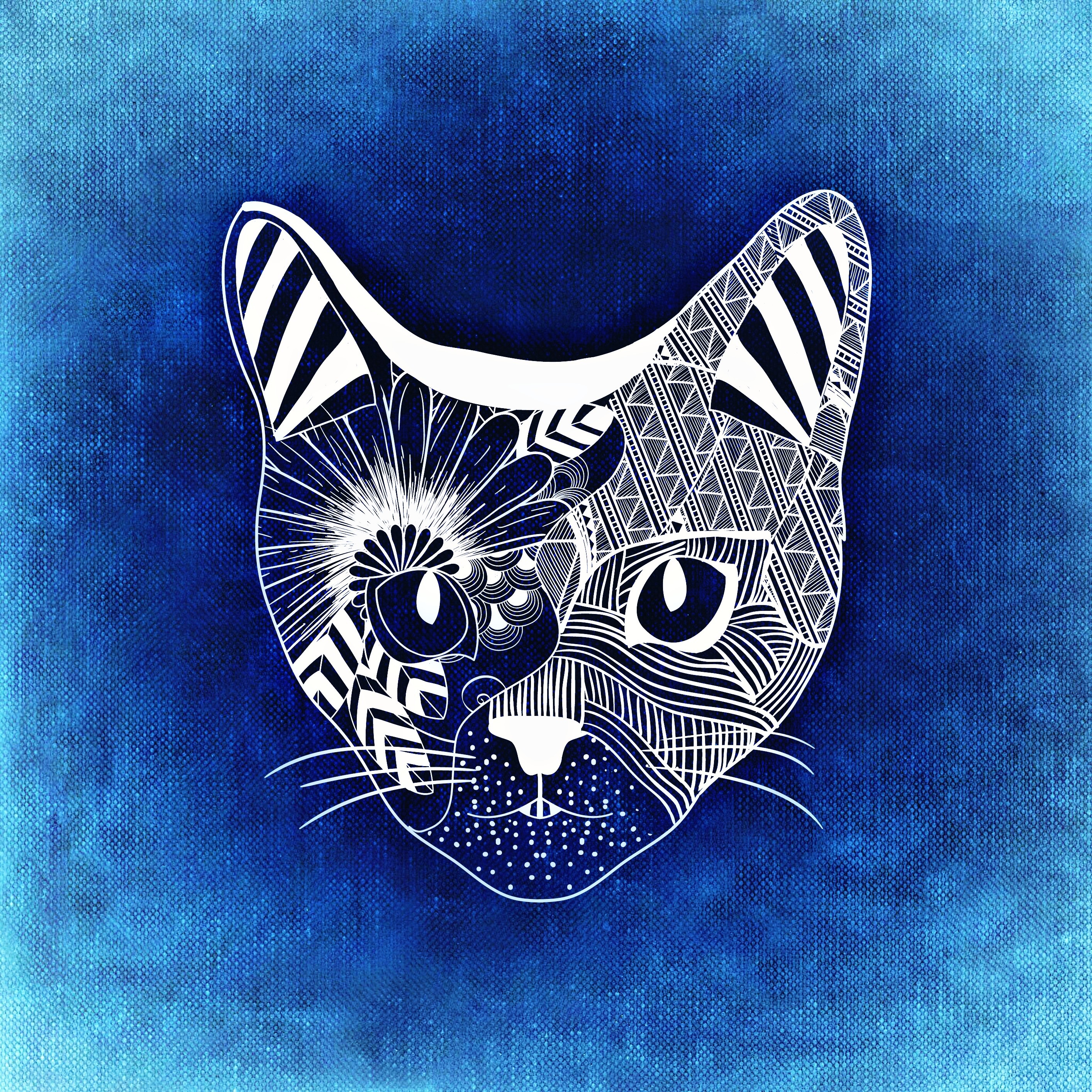 Download mobile wallpaper Cat, Muzzle, Patterns, Art for free.