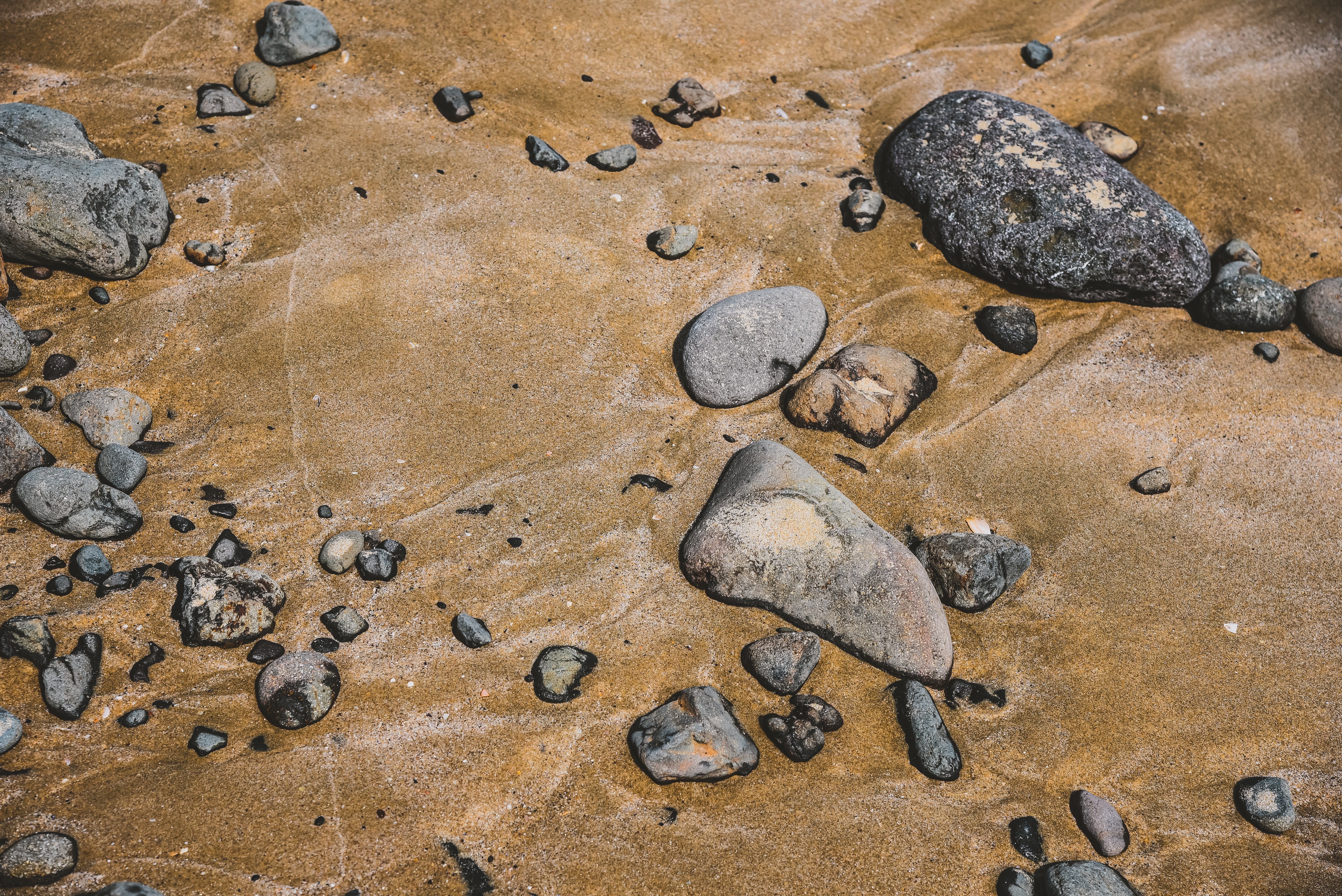 nature, stones, pebble, beach, sand Panoramic Wallpaper