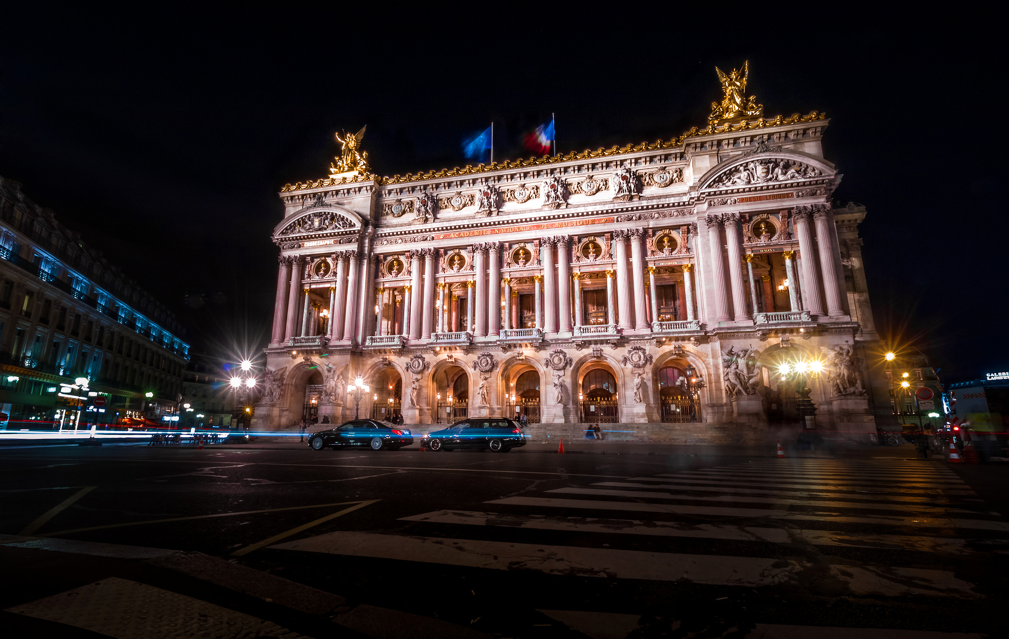 Download mobile wallpaper Night, Paris, Building, France, Opera, Man Made, Palais Garnier for free.
