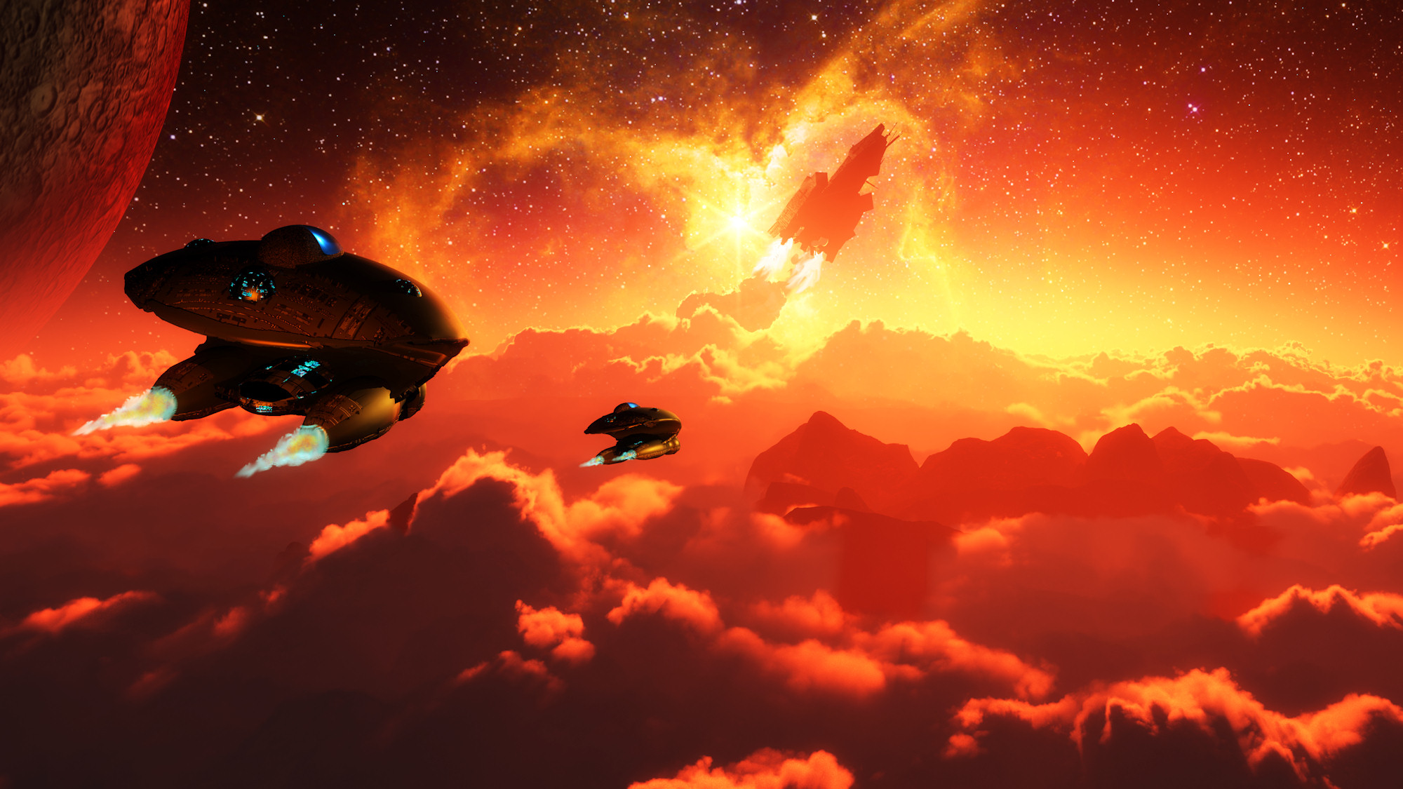Красный космический корабль из мультфильма