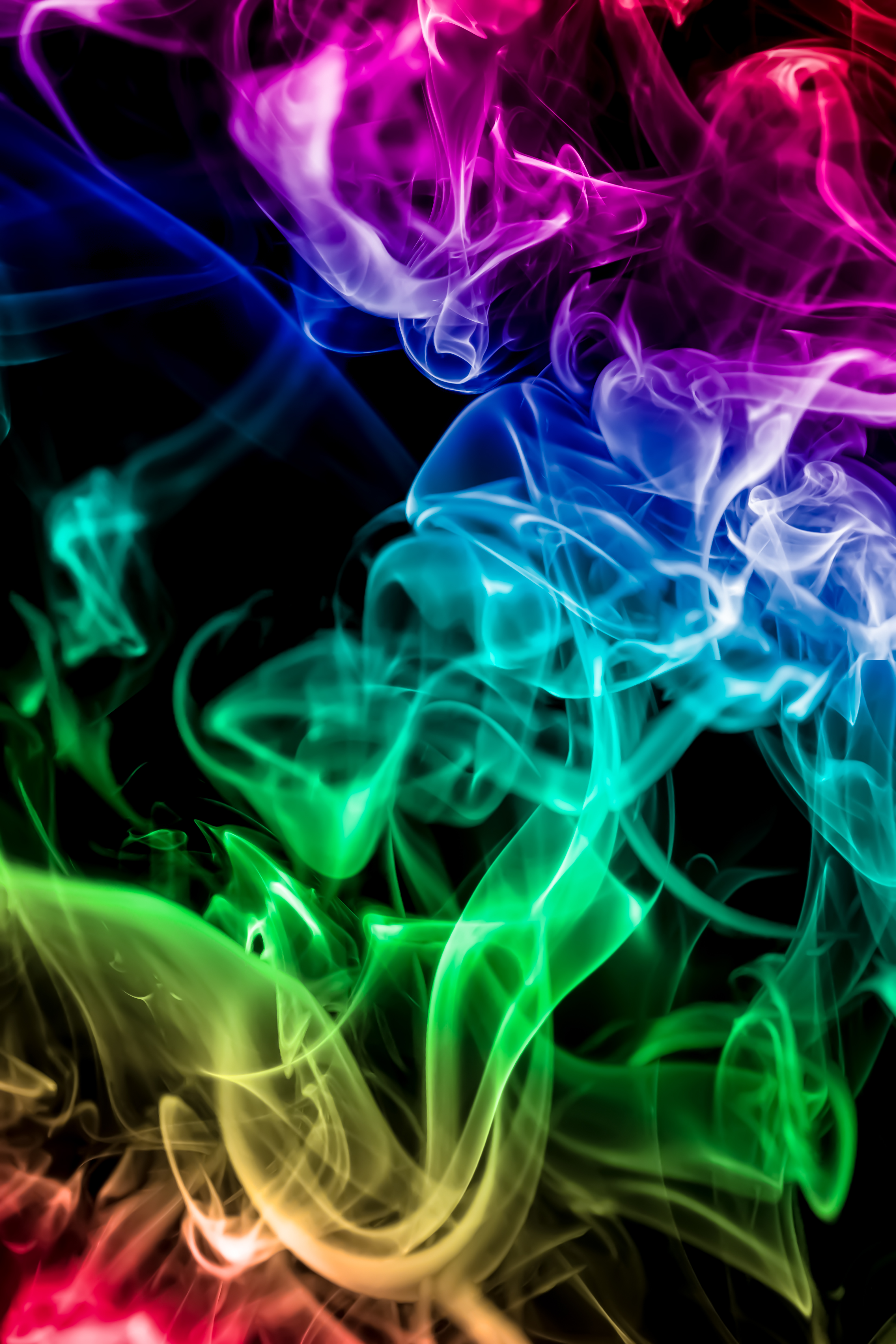 rainbow, smoke, dark, abstract, multicolored, motley, colored smoke, coloured smoke