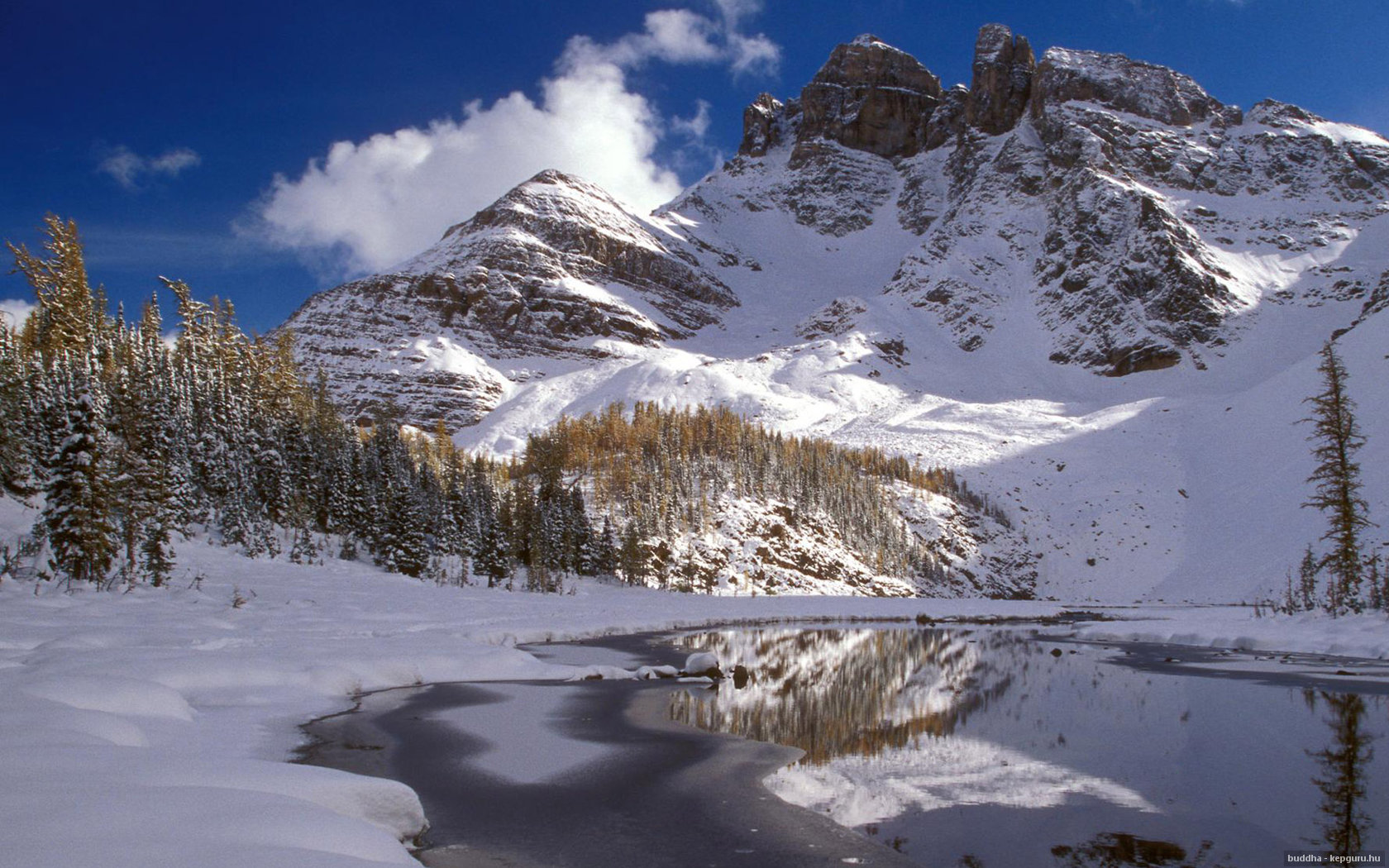 mountains, earth, mount assiniboine, british columbia, canada, mountain, provincial park, river, winter