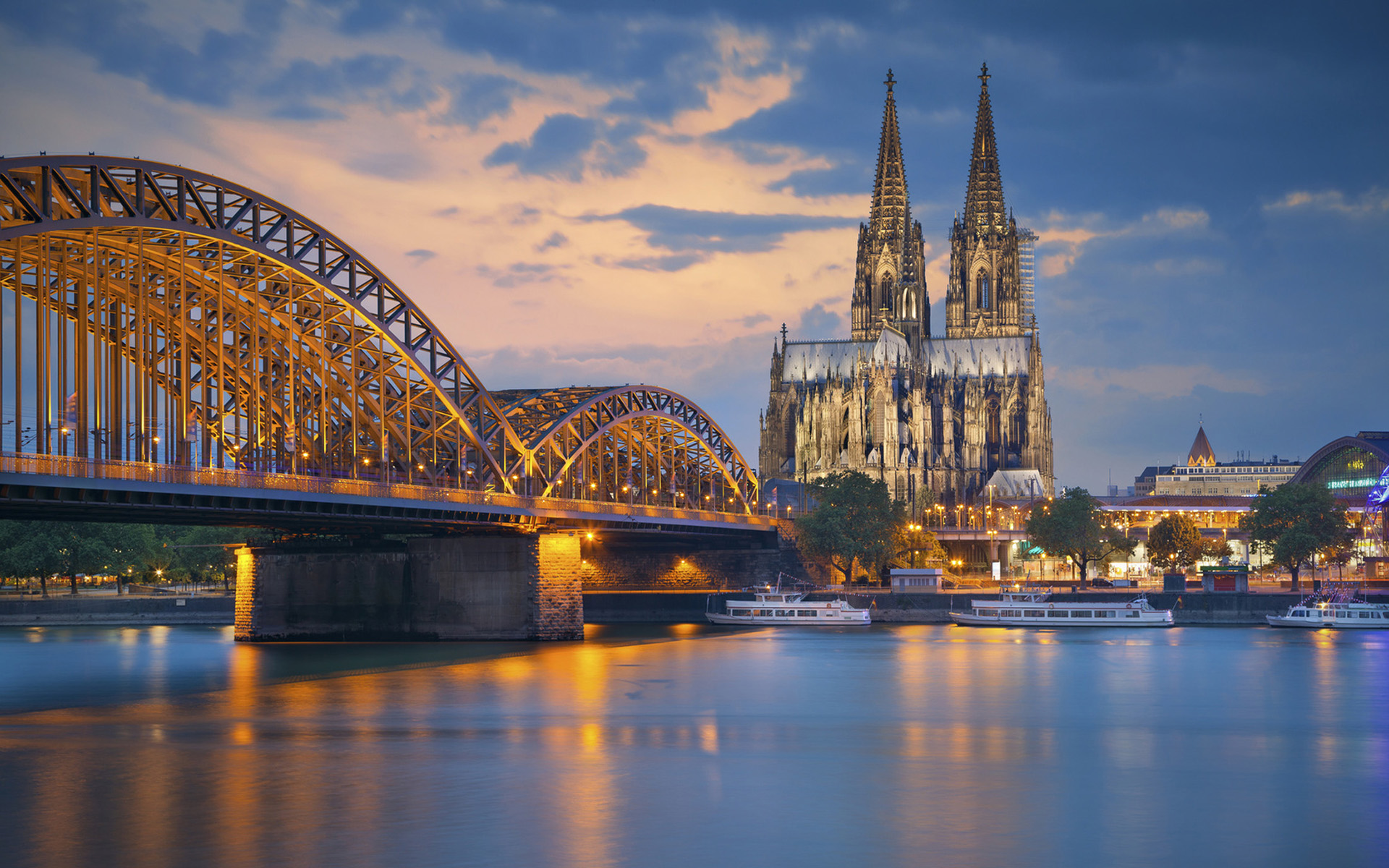 man made, cologne, bridge, cathedral, city, germany, hohenzollern bridge, cities Full HD