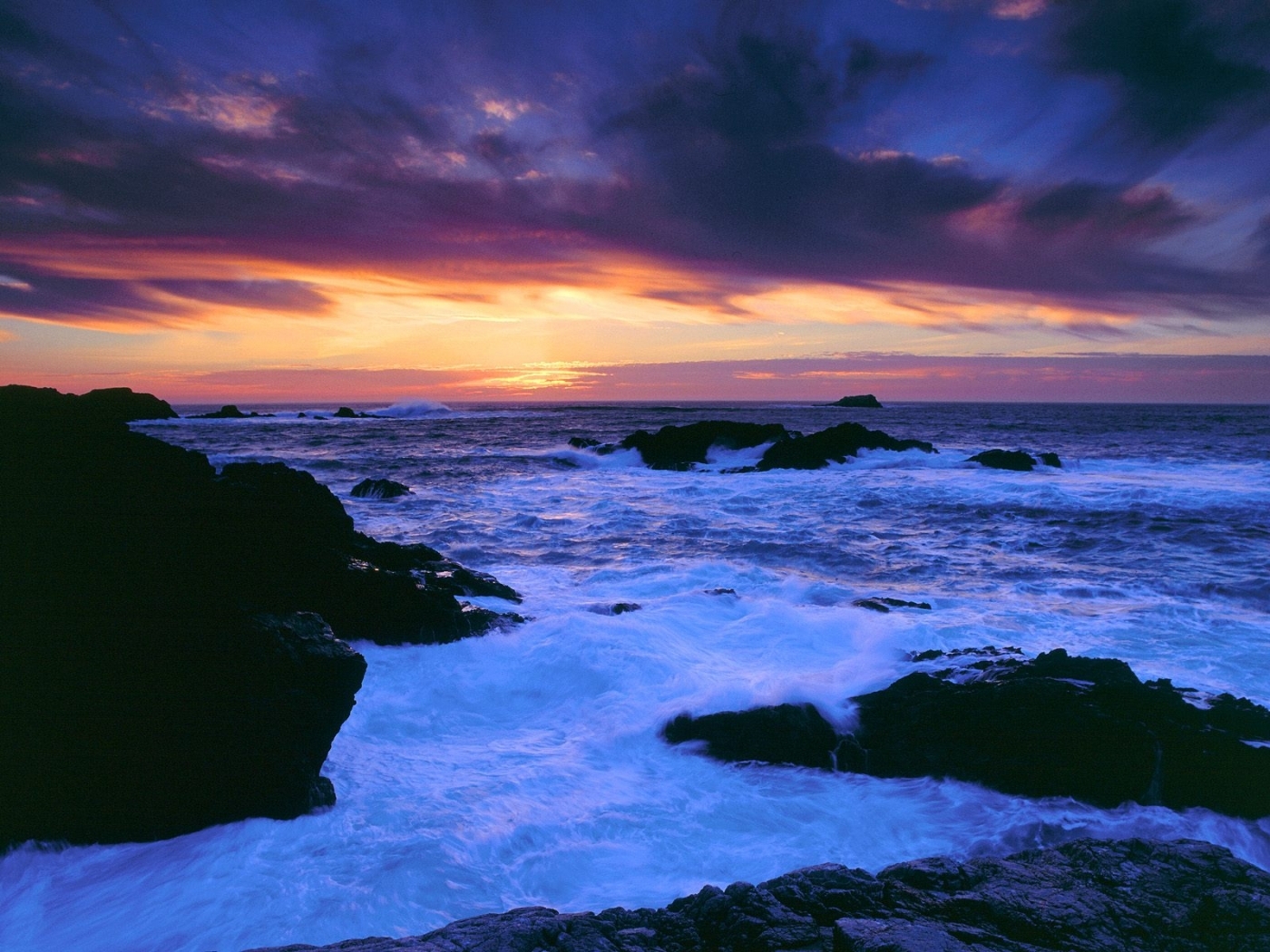PCデスクトップに日没, 海, 雲, 波, 風景画像を無料でダウンロード