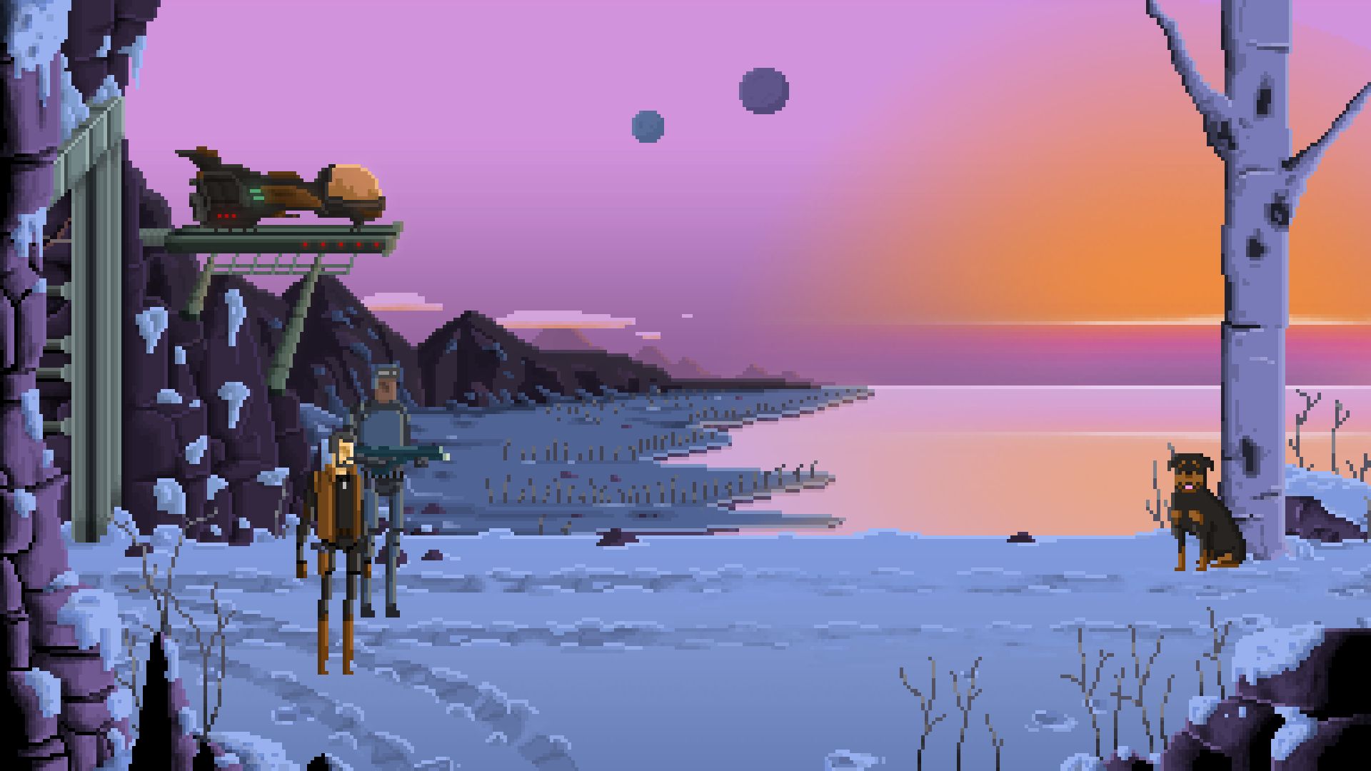 video game, gods will be watching, landscape, pixel, snow