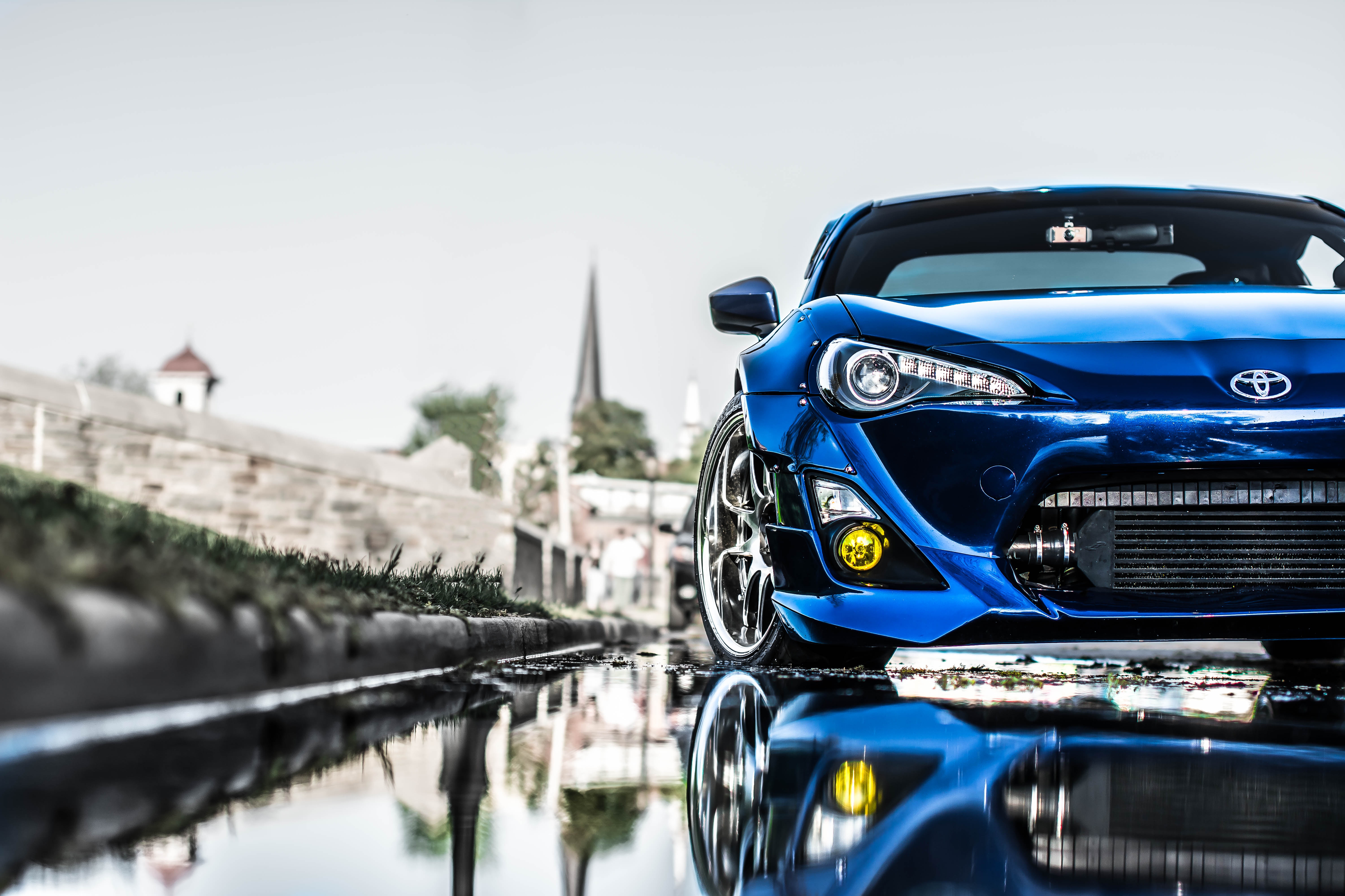 toyota, blue, tuning, cars, front bumper 4K Ultra