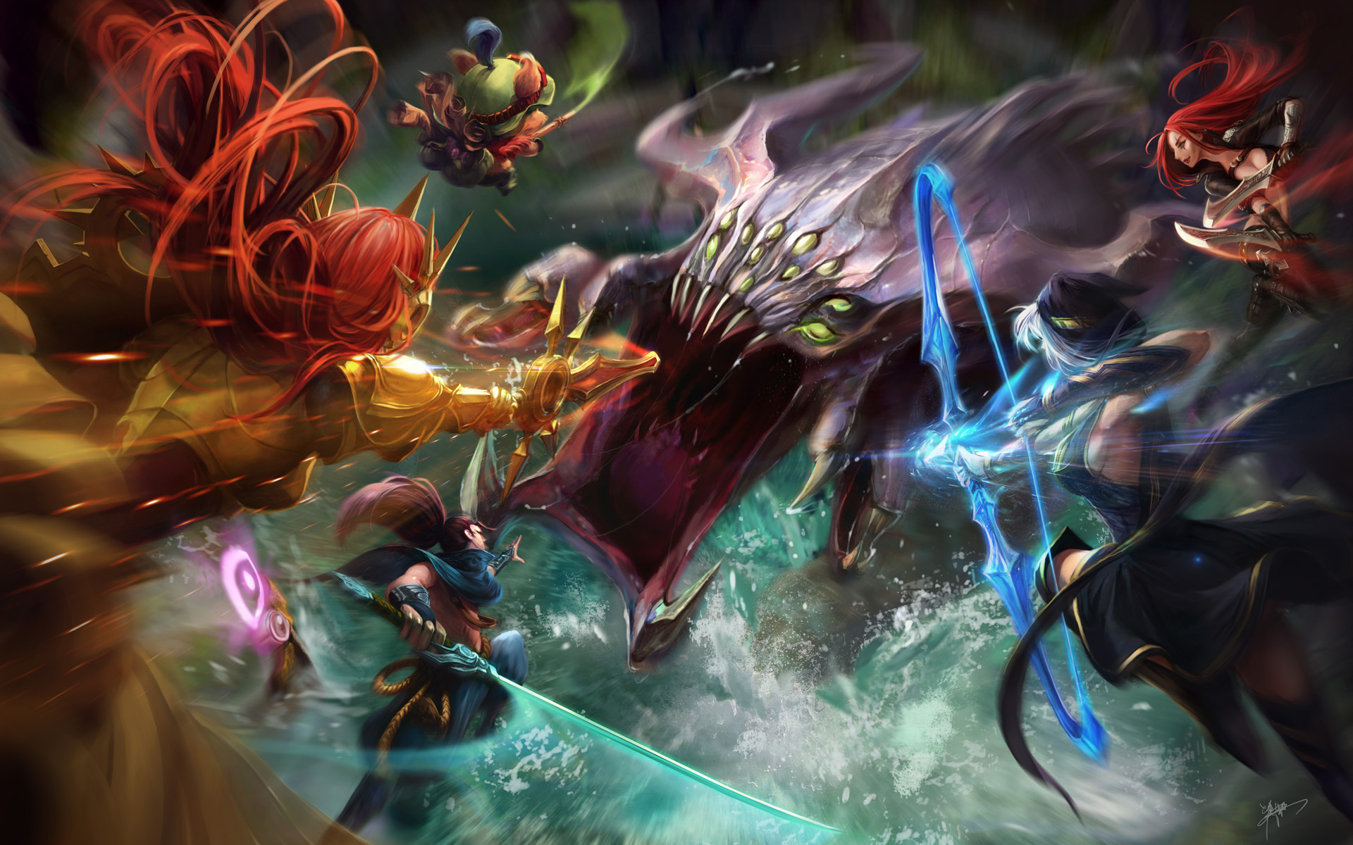 video game, league of legends, ashe (league of legends), baron nashor (league of legends), katarina (league of legends), leona (league of legends), teemo (league of legends), yasuo (league of legends)