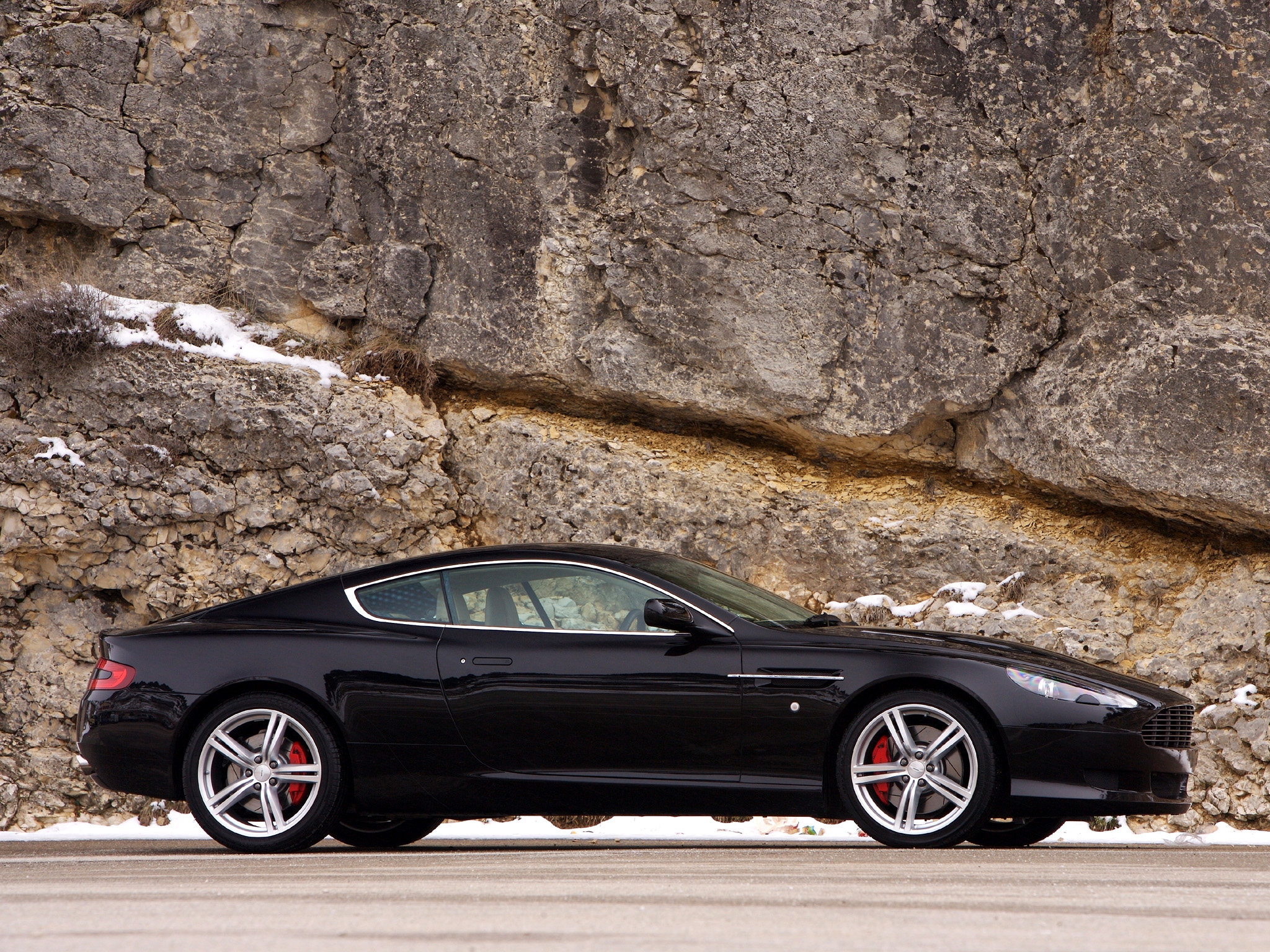 sports, auto, aston martin, cars, black, side view, style, db9, 2006 wallpaper for mobile