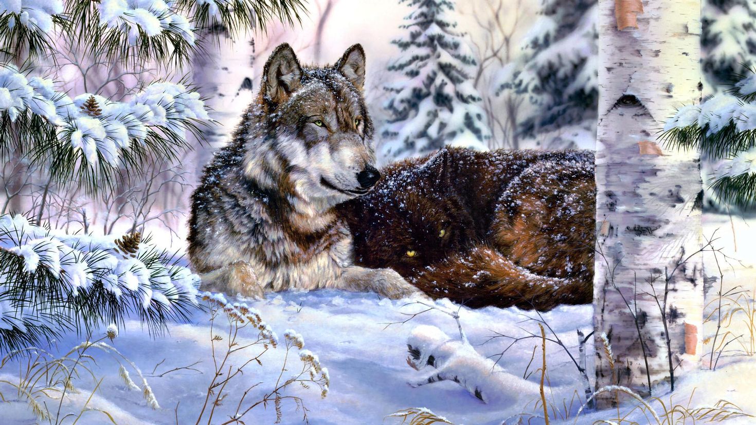 Детский рисунок волк зимой