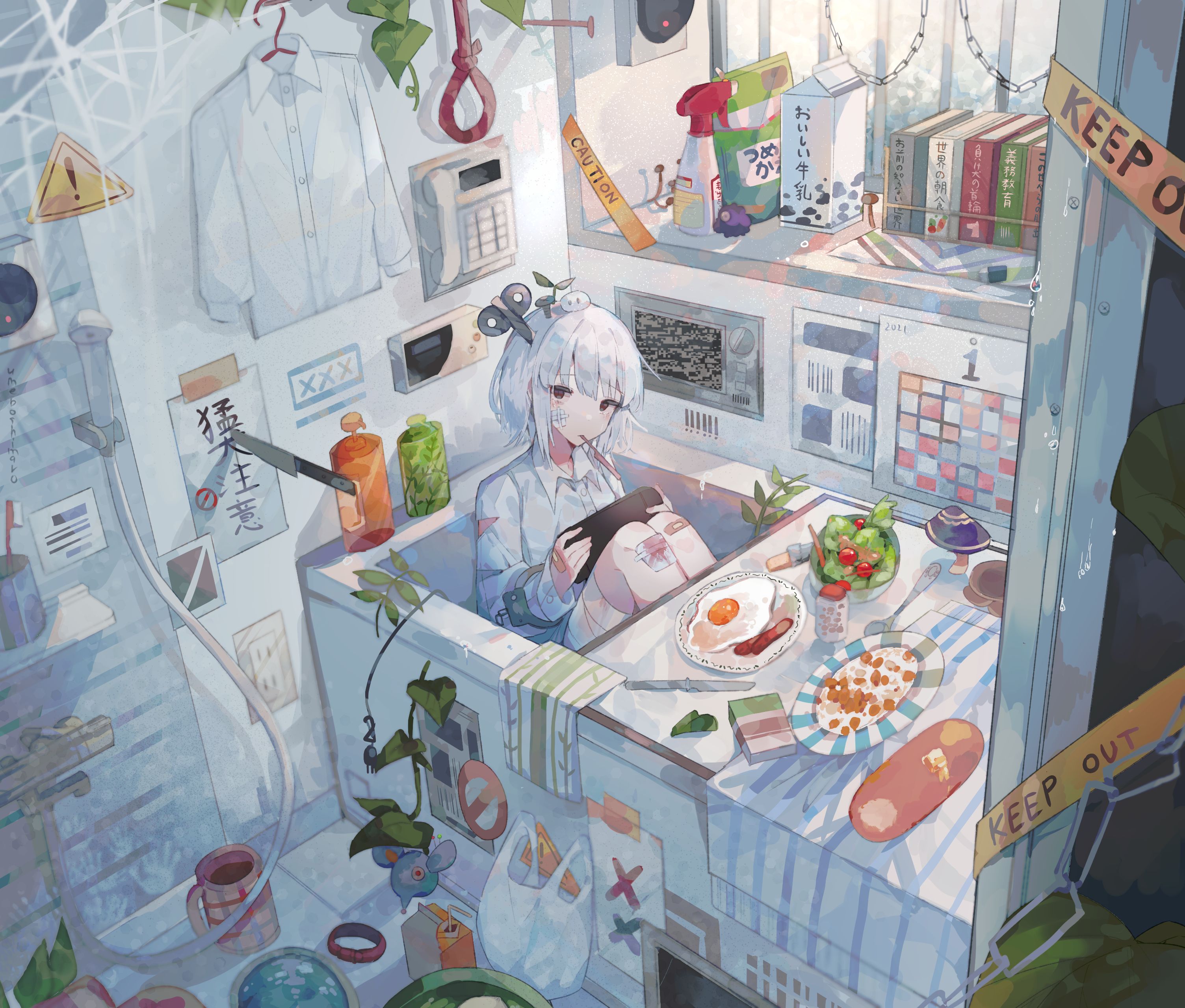 anime, girl, bathroom High Definition image