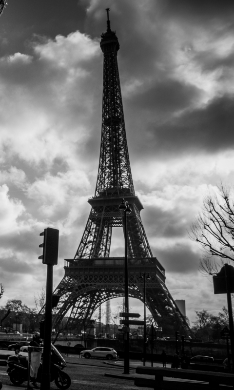 man made, eiffel tower, france, carousel, paris, black & white, monuments cellphone