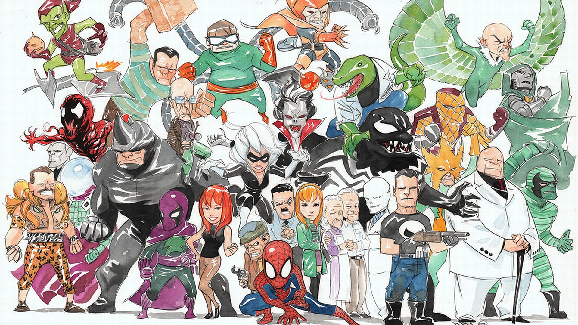 comics, collage, carnage (marvel comics), green goblin, punisher, rhino (marvel comics), spider man wallpaper for mobile