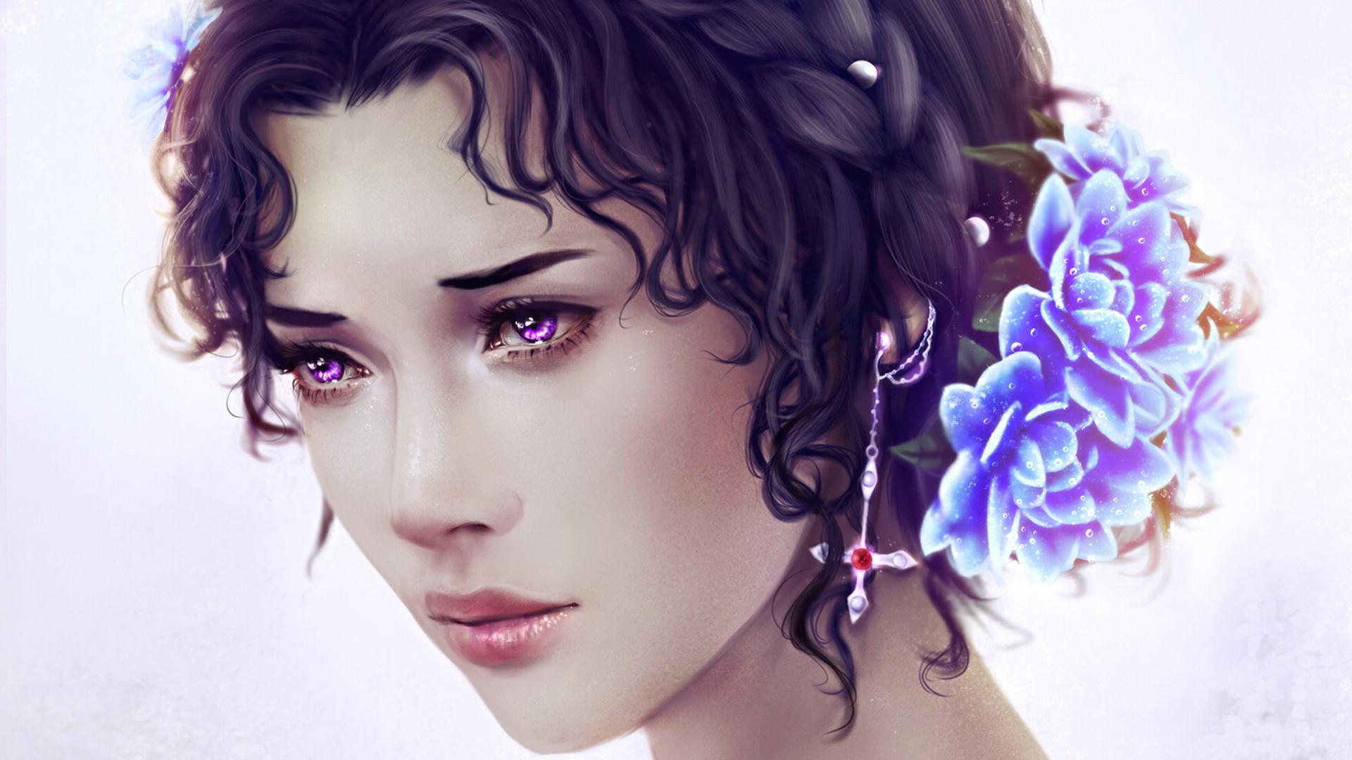 violet, fantasy, women, eye