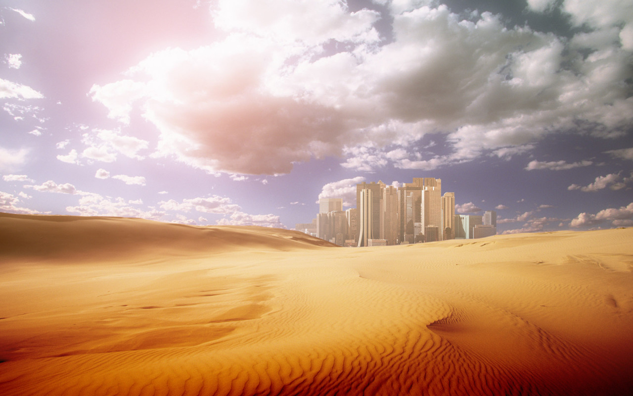 Download mobile wallpaper Landscape, Cities, Desert for free.