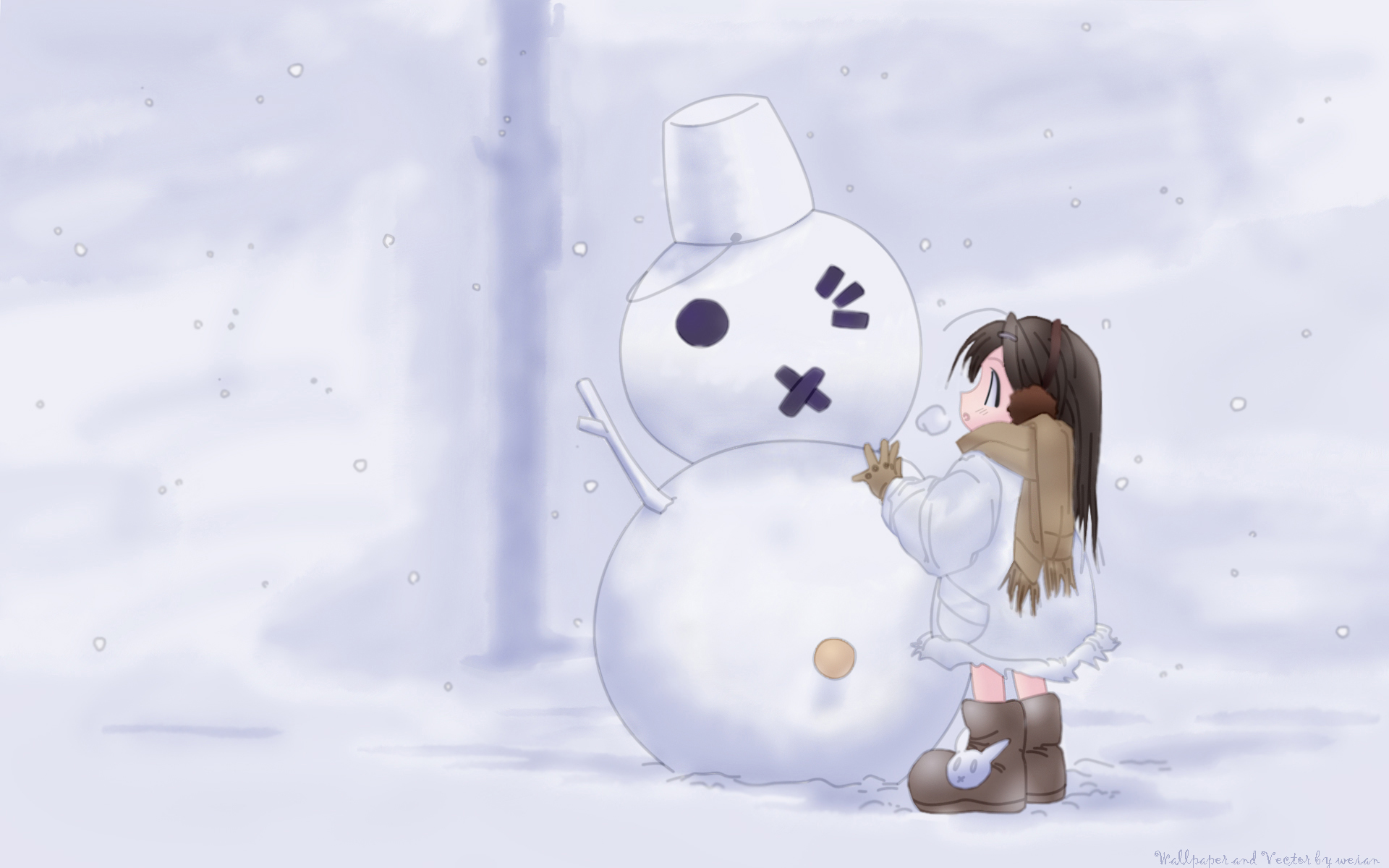 Аниме девочка Снеговик