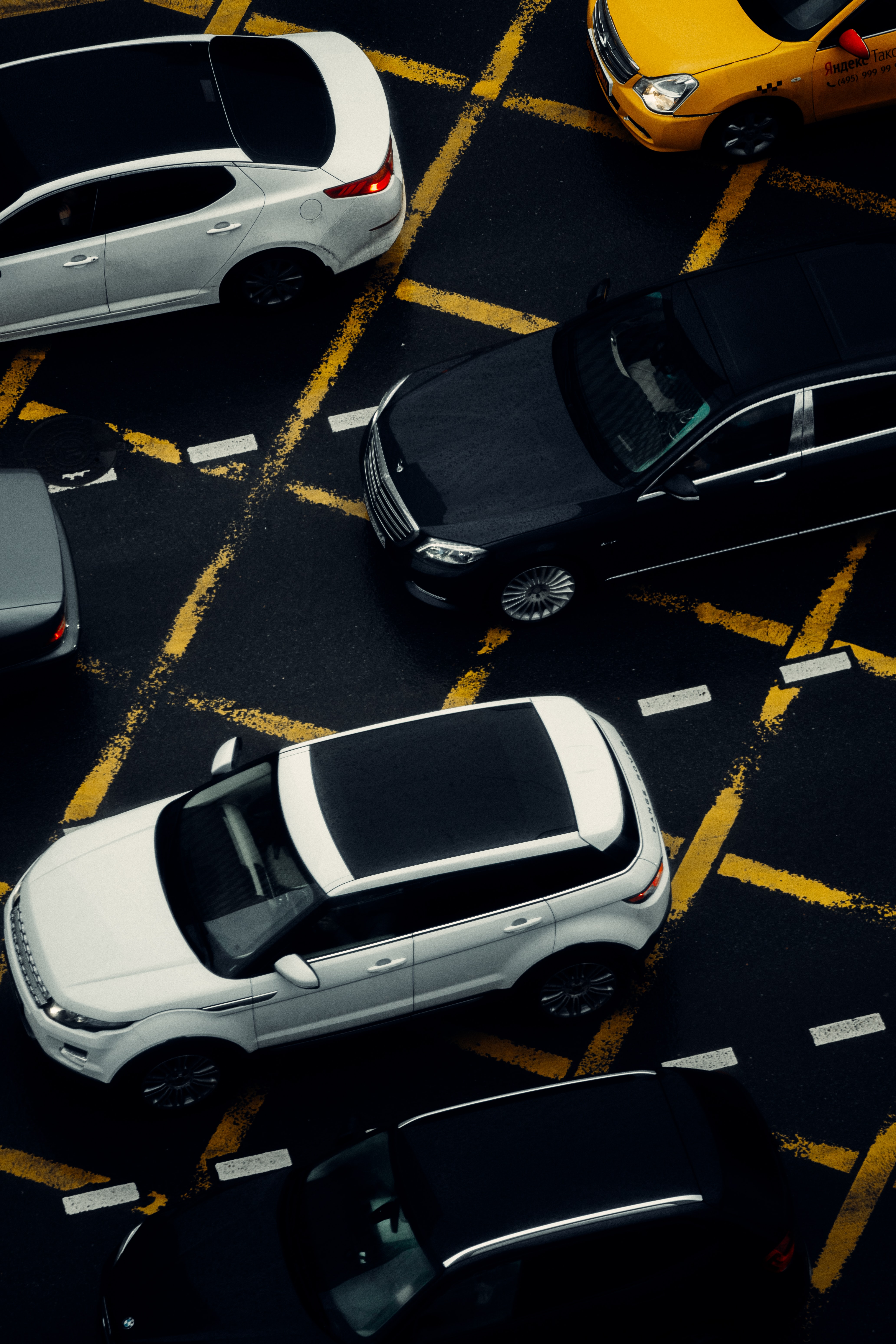 cars, view from above, asphalt, parking 4K, Ultra HD