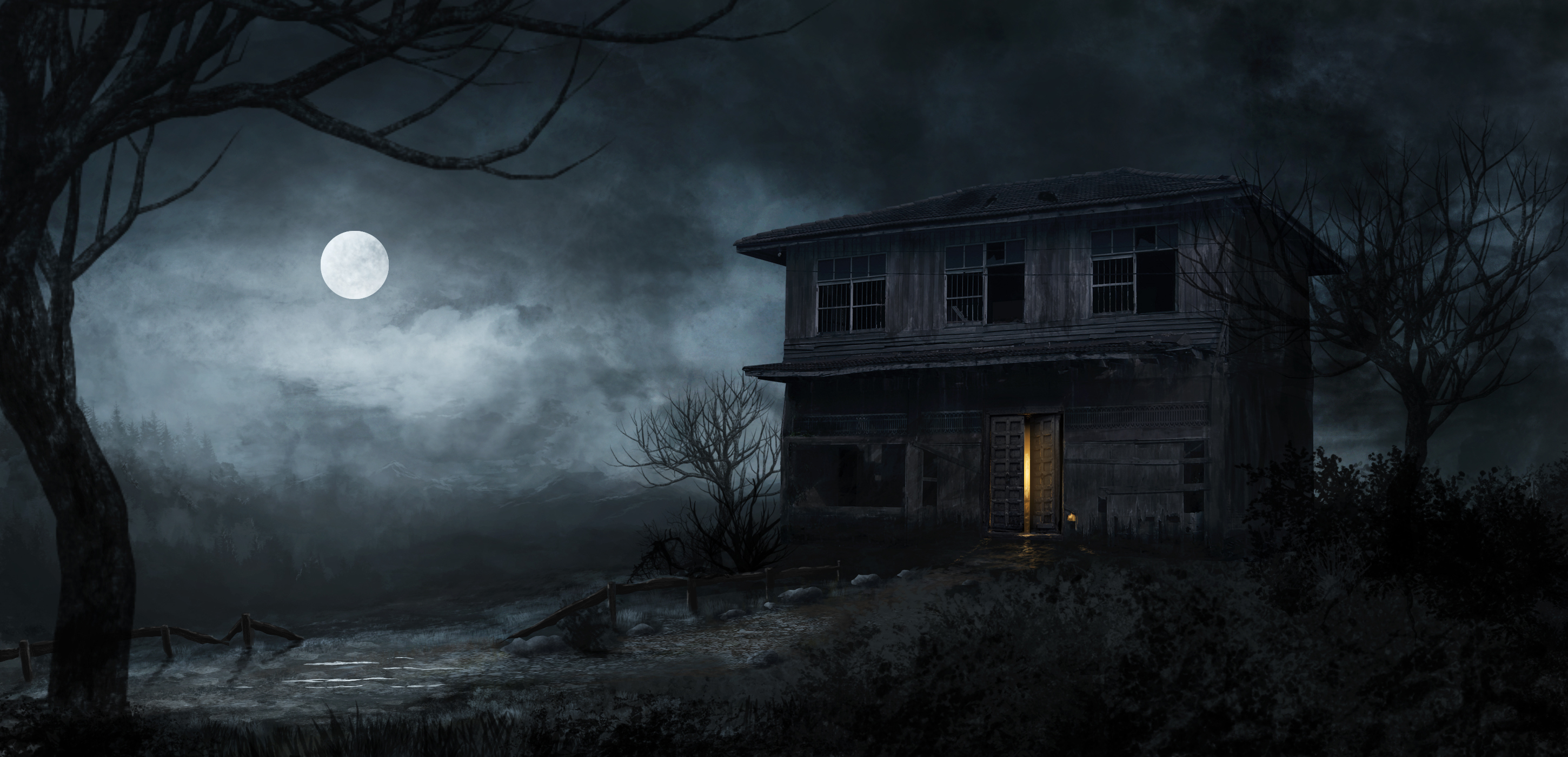 haunted house, dark, haunted, house