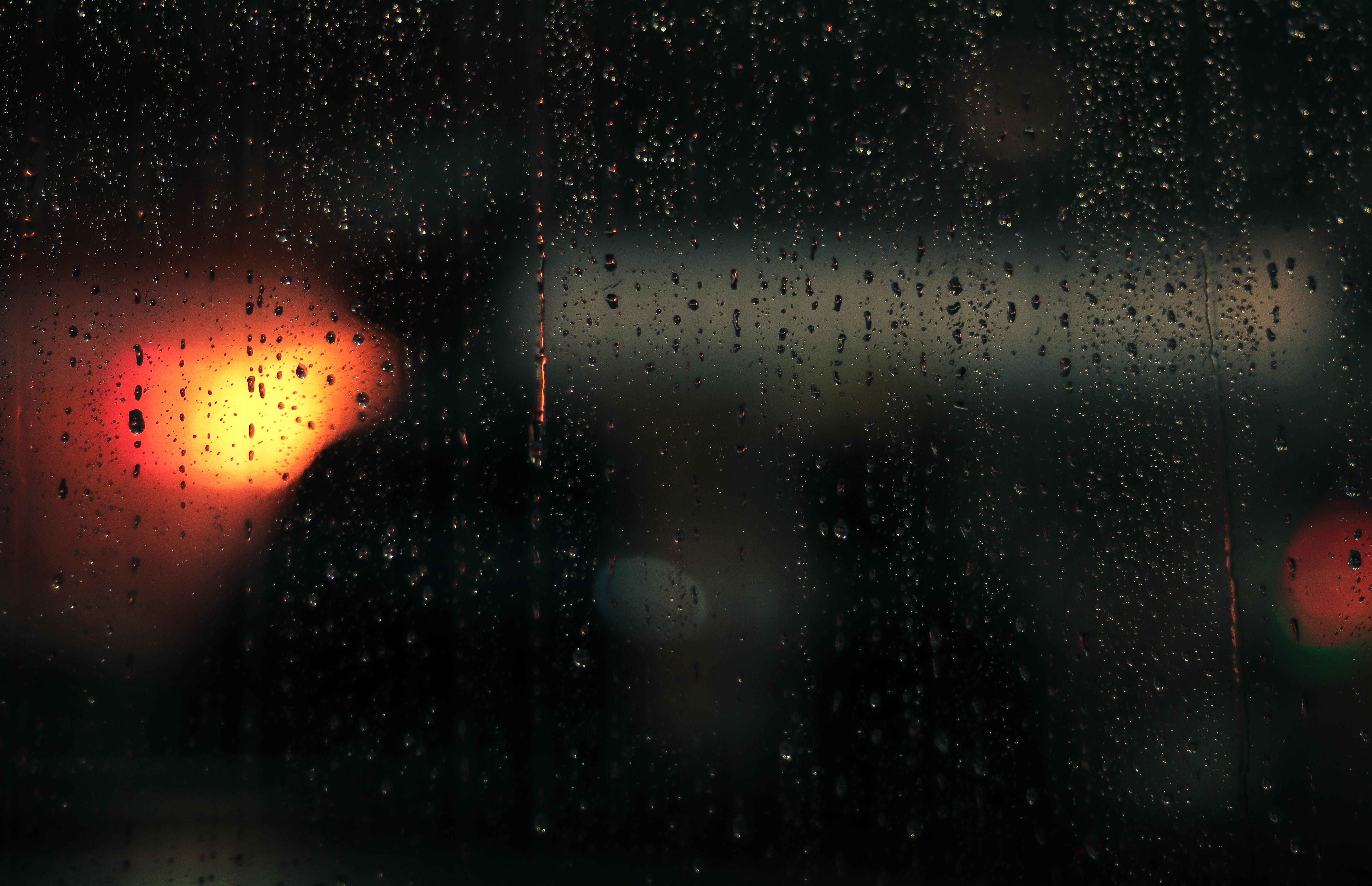 rain, glass, glare, drops, macro 4K