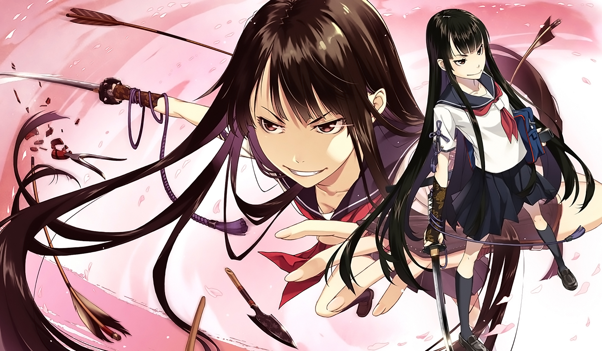 1132671 anime anime girls black hair bow and arrow clothing costume  screenshot mangaka  Rare Gallery HD Wallpapers