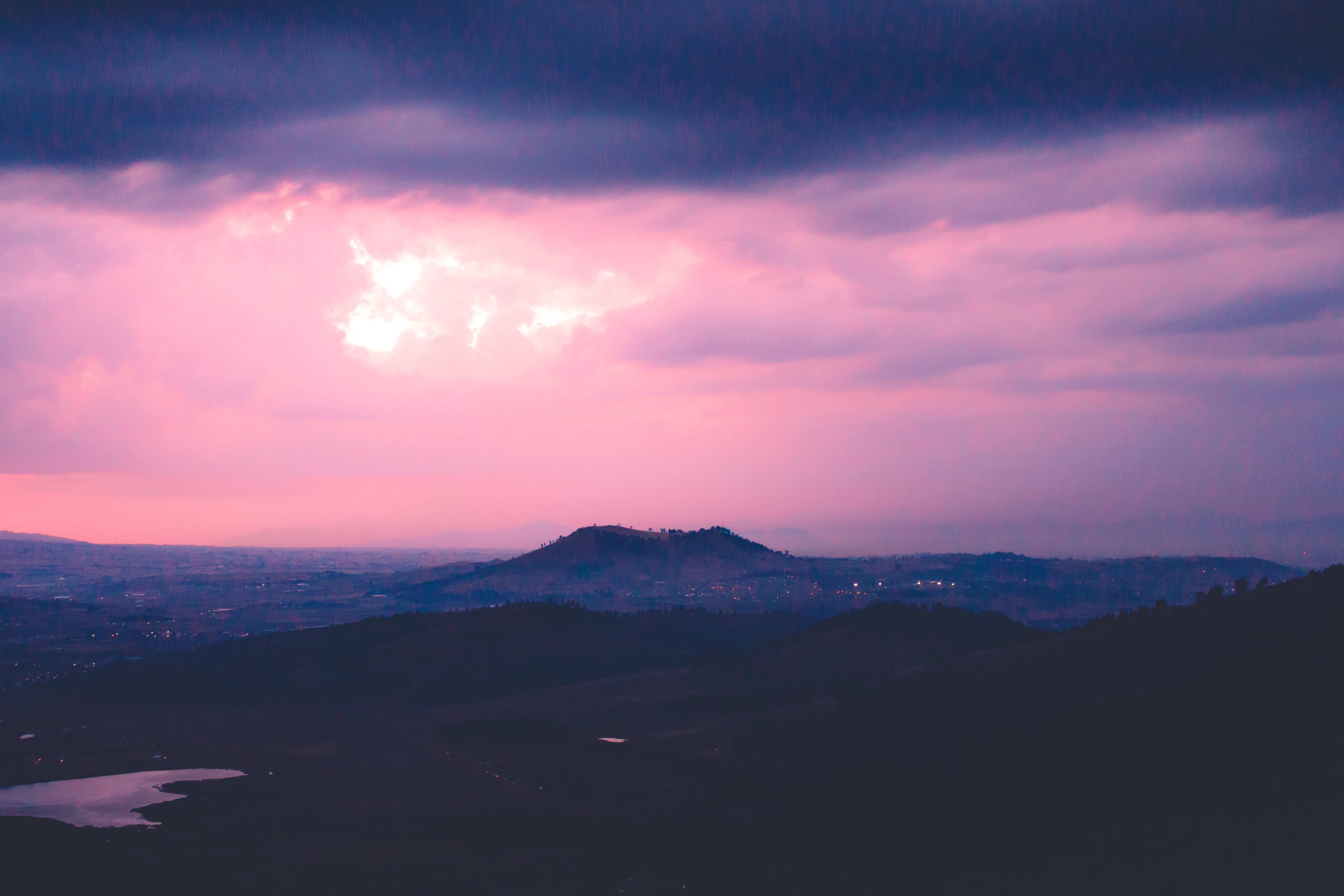 Laden Sie das Sunset, Dahl, Distanz, Abend, Natur, Mountains-Bild kostenlos auf Ihren PC-Desktop herunter