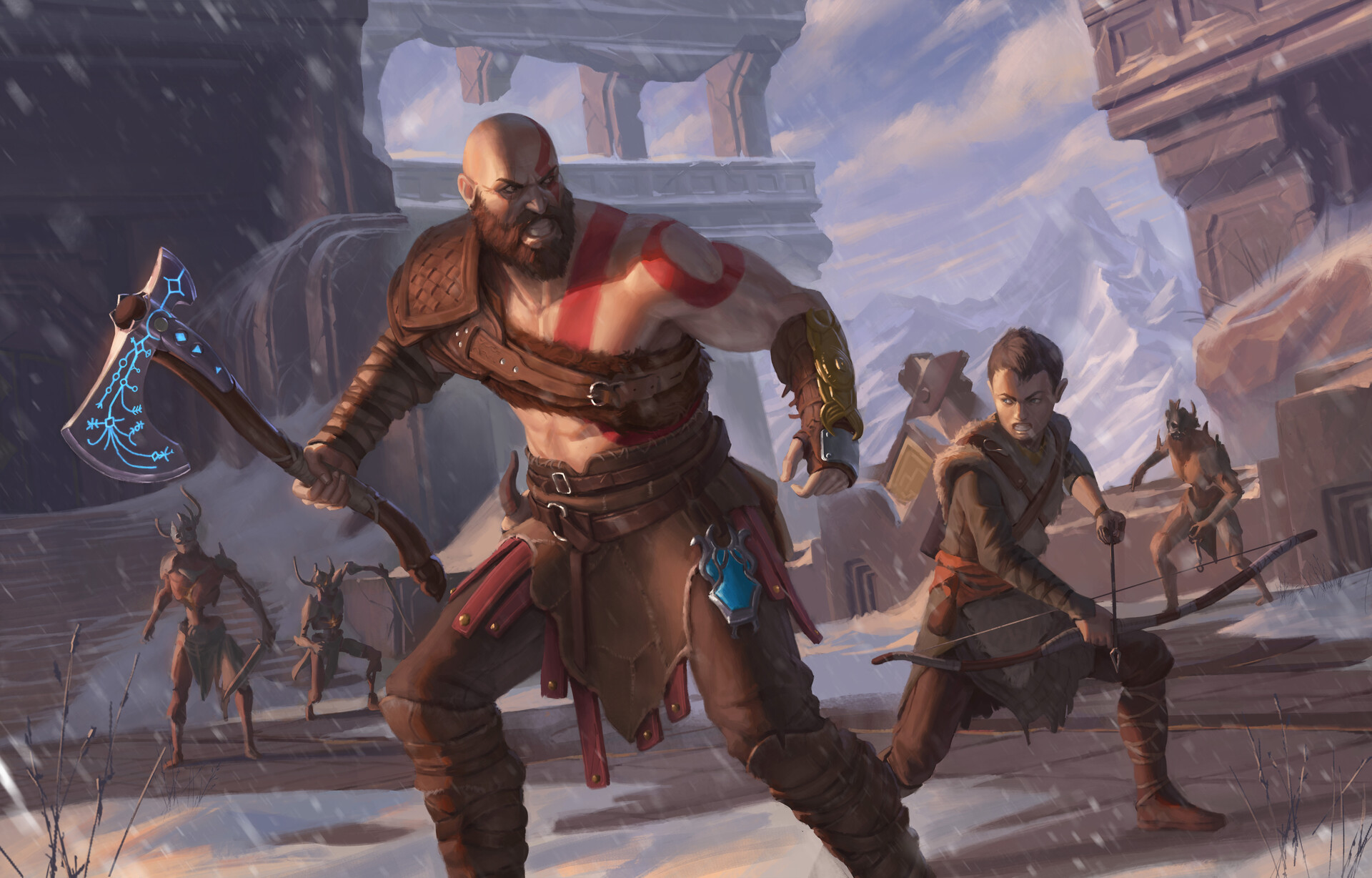 kratos (god of war), video game, god of war (2018), atreus (god of war), god of war