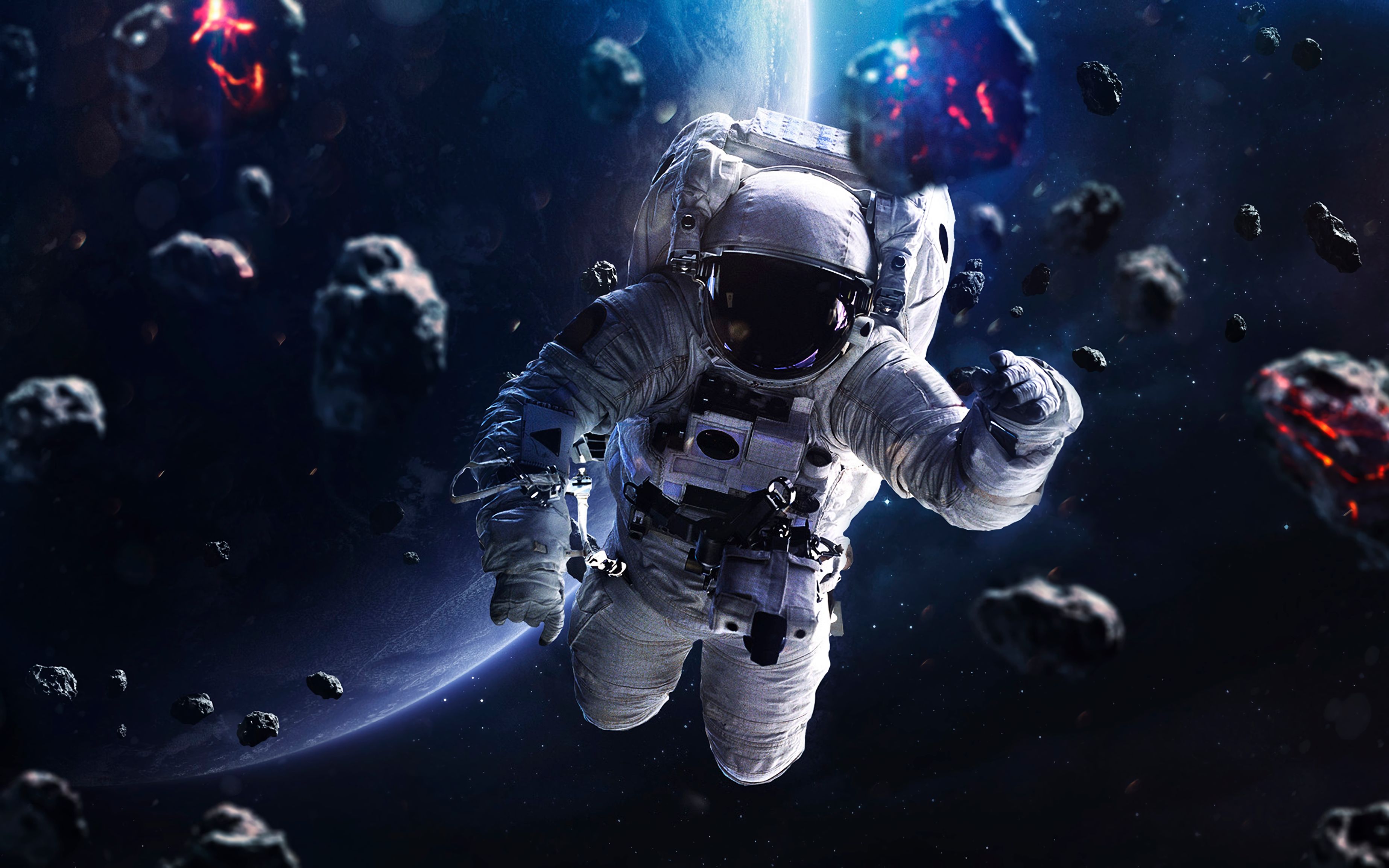 universe, cosmonaut, meteorites, spacesuit, space suit