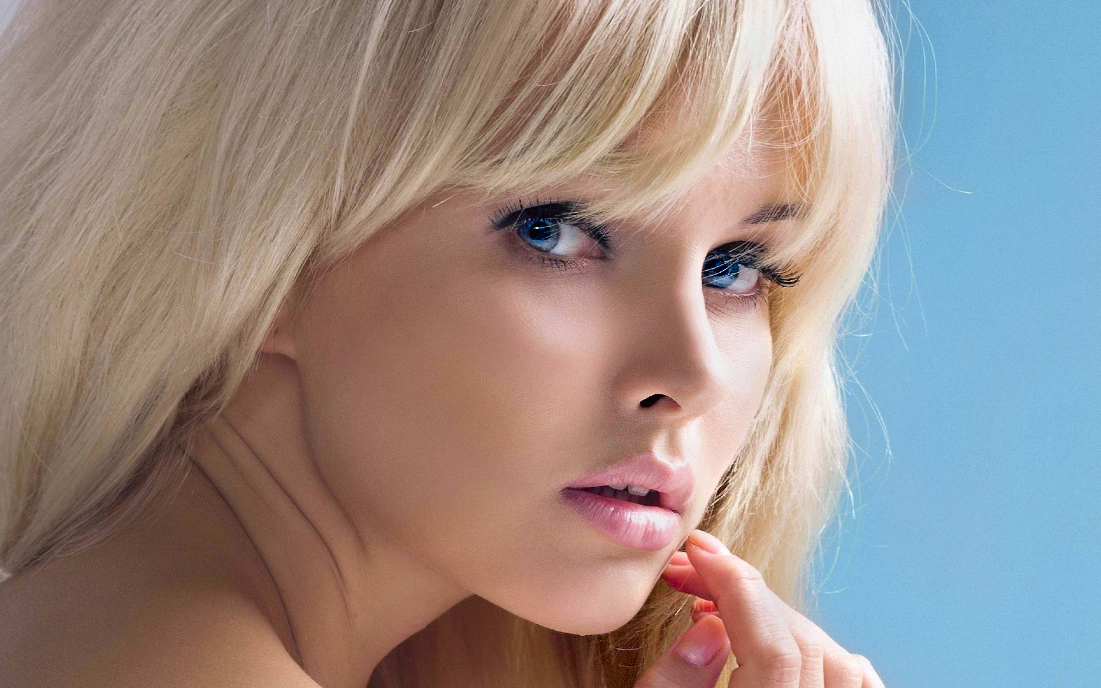 HD wallpaper face, model, beautiful, blonde, women, blue eyes, kiera hudson