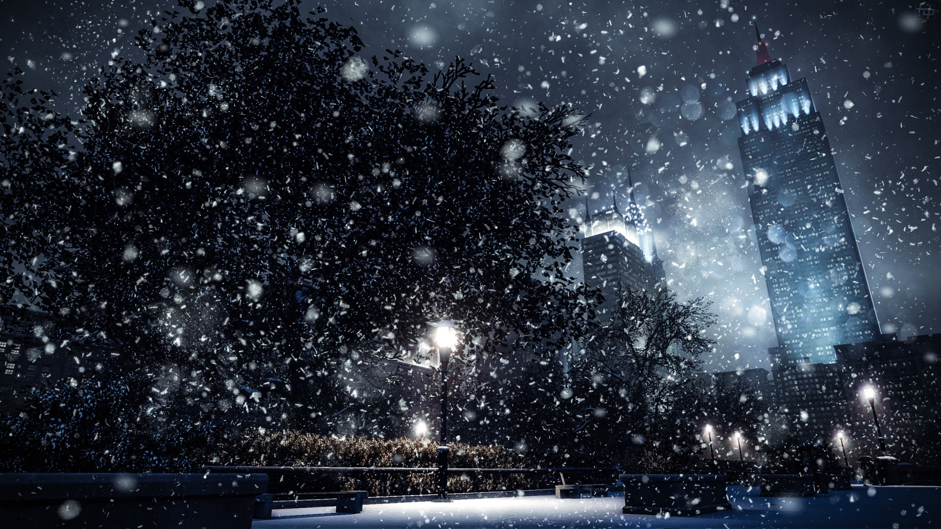 HD wallpaper: anime girls, snow, cityscape, night, umbrella, architecture |  Wallpaper Flare