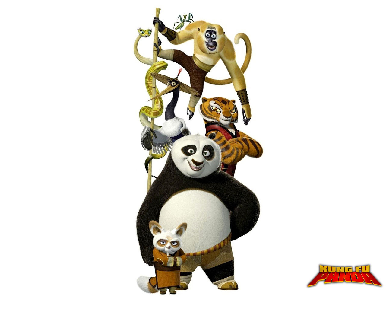 kung fu panda, shifu (kung fu panda), mantis (kung fu panda), tigress (kung fu panda), movie, monkey, po (kung fu panda), viper