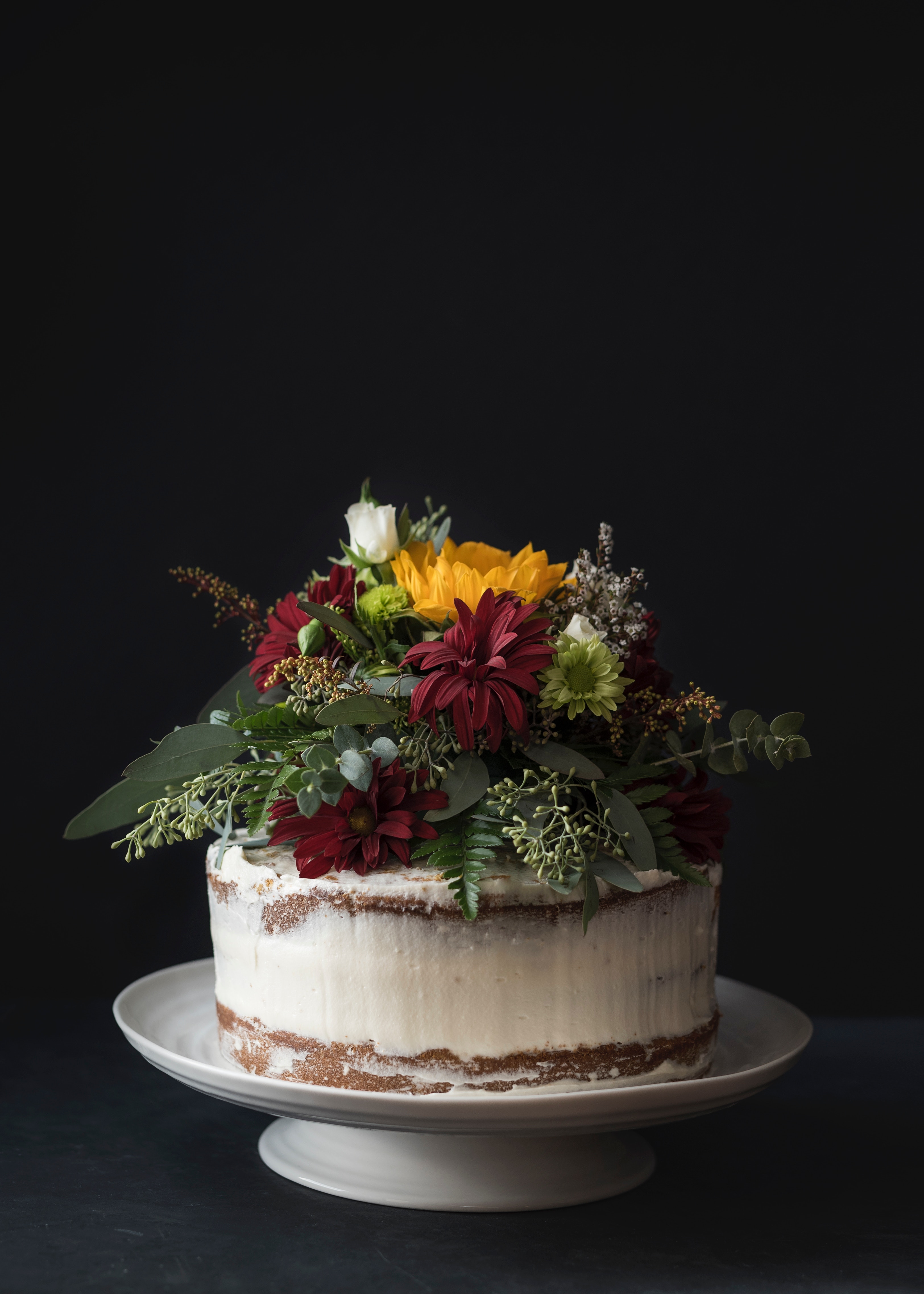 cake, flowers, food, desert, baking, bakery products Full HD