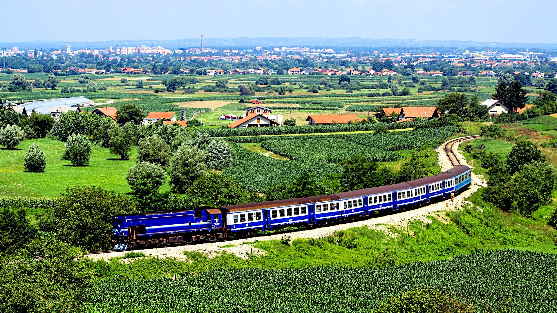 train, countryside, landscape, vehicles, field HD wallpaper
