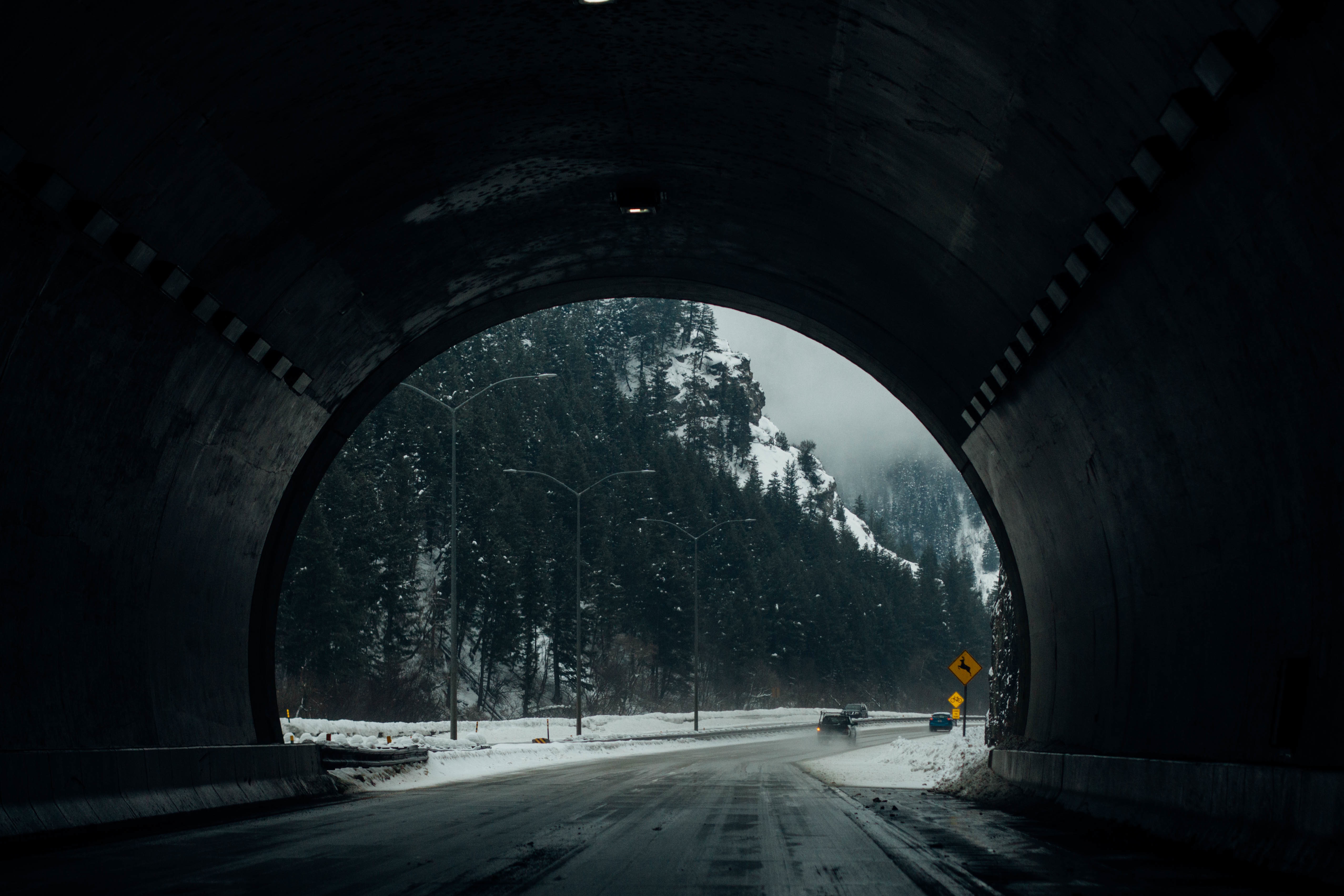 Download mobile wallpaper Nature, Snow, Tunnel, Road, Winter for free.