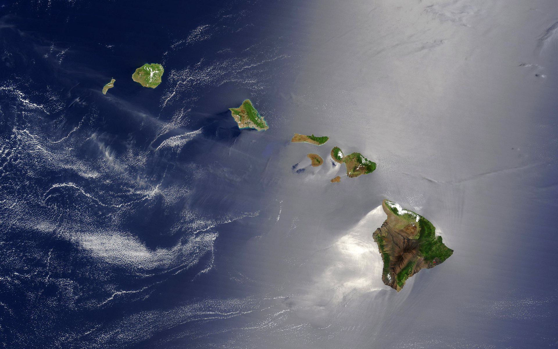 Download mobile wallpaper Hawaii, Island, Ocean, Earth, From Space for free.