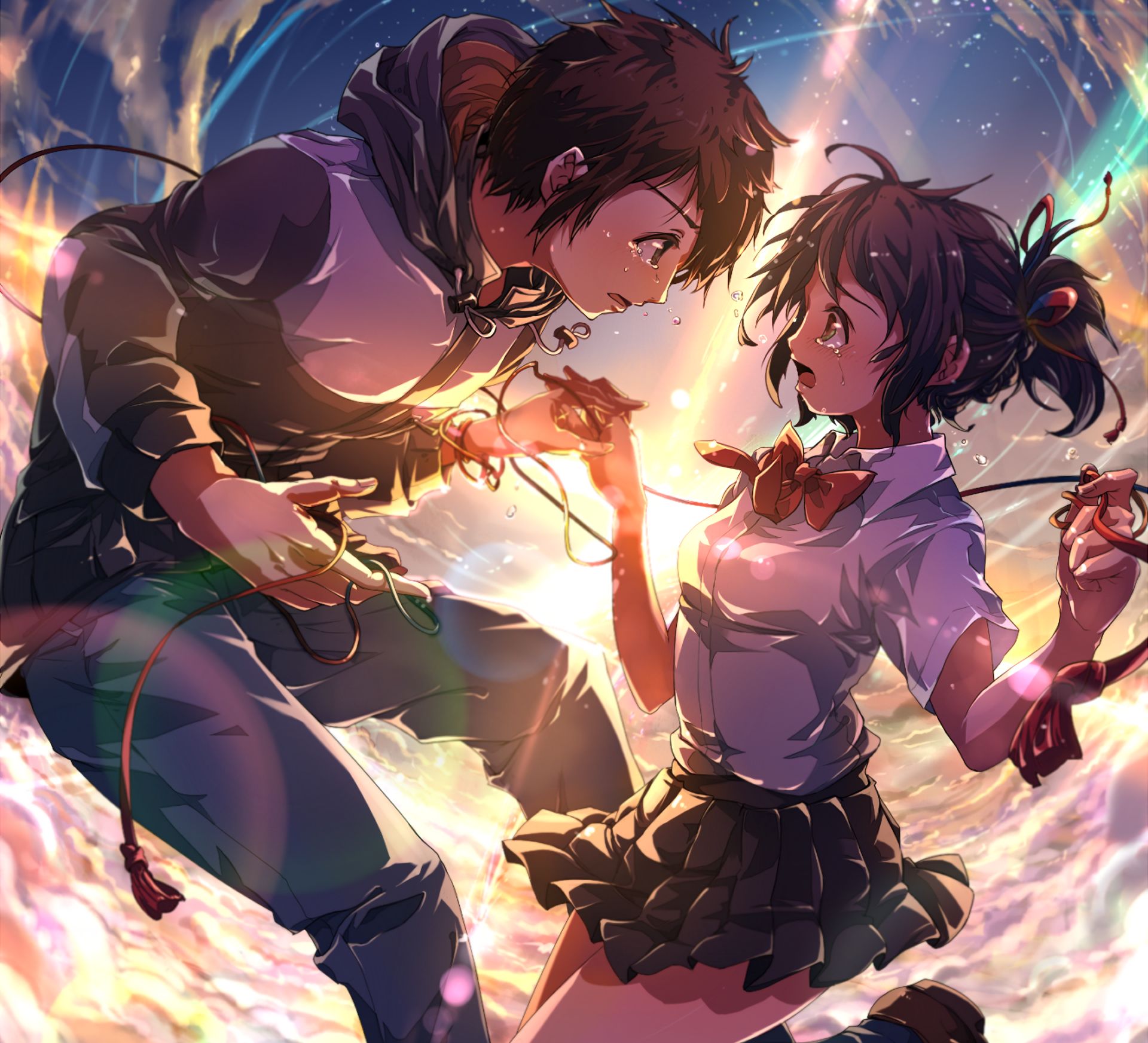 Miyamizu Mitsuha Tachibana Taki  Kimi no na wa, Your name anime,  Mitsuha and taki