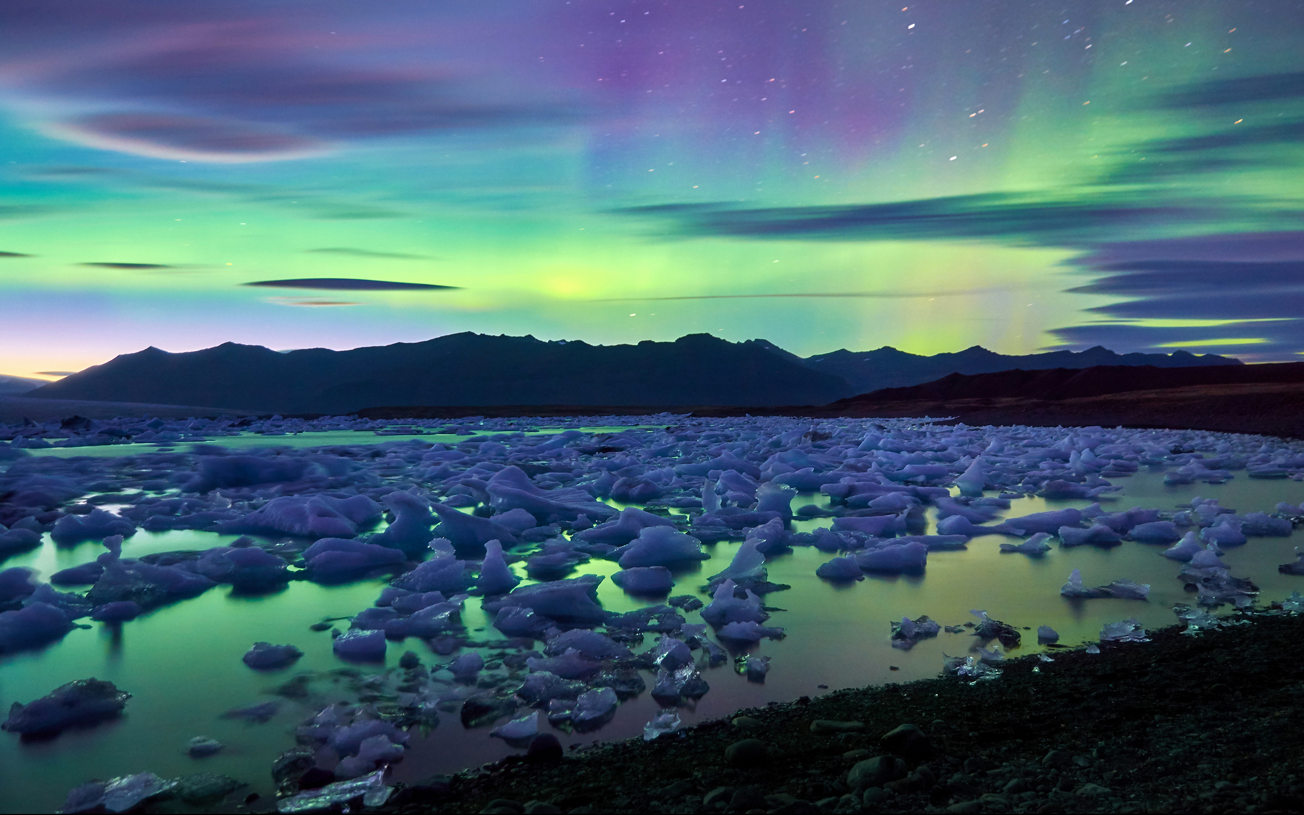 HD wallpaper iceland, aurora borealis, earth, glacier, ice, light