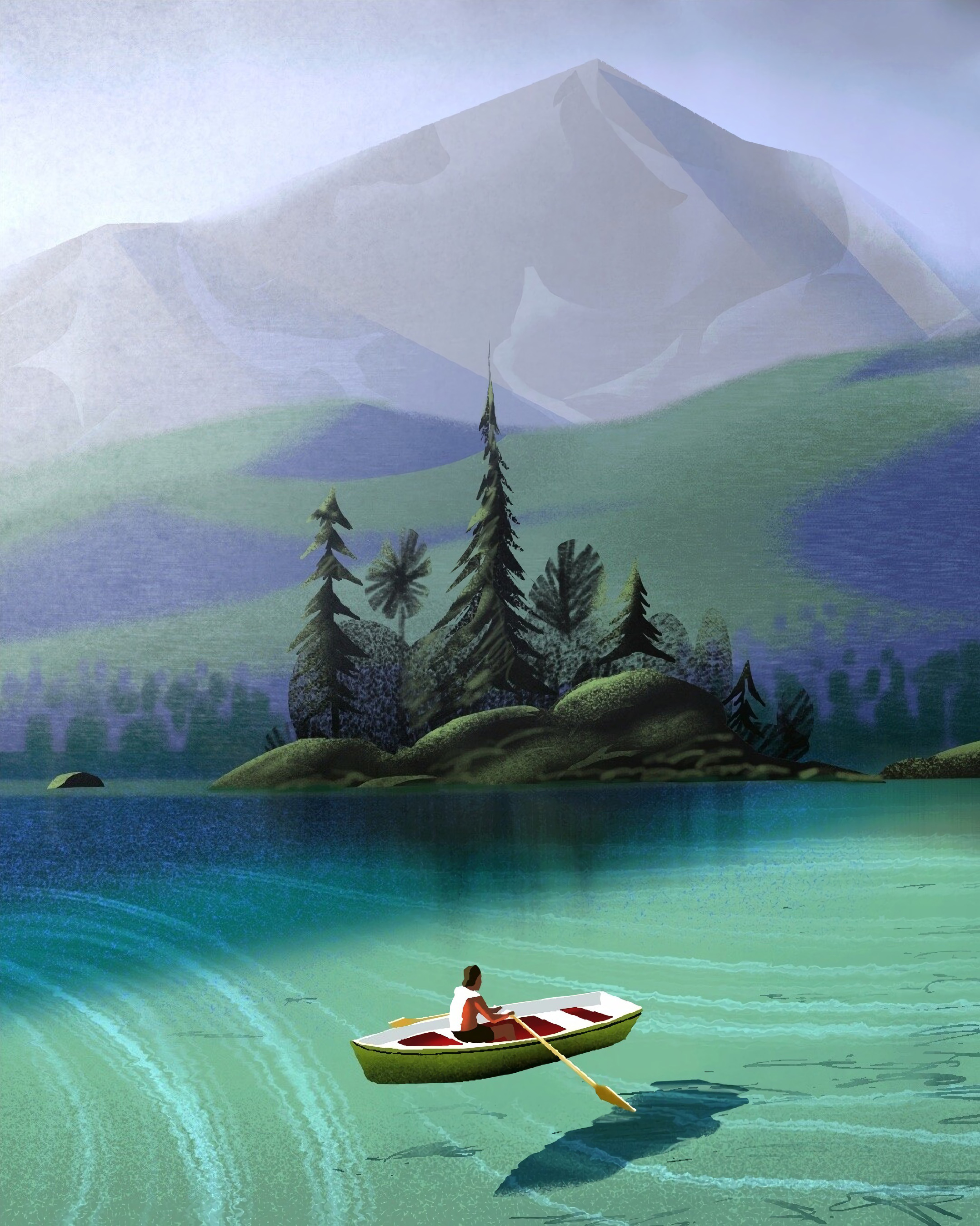 HD wallpaper island, art, sea, boat, human, person