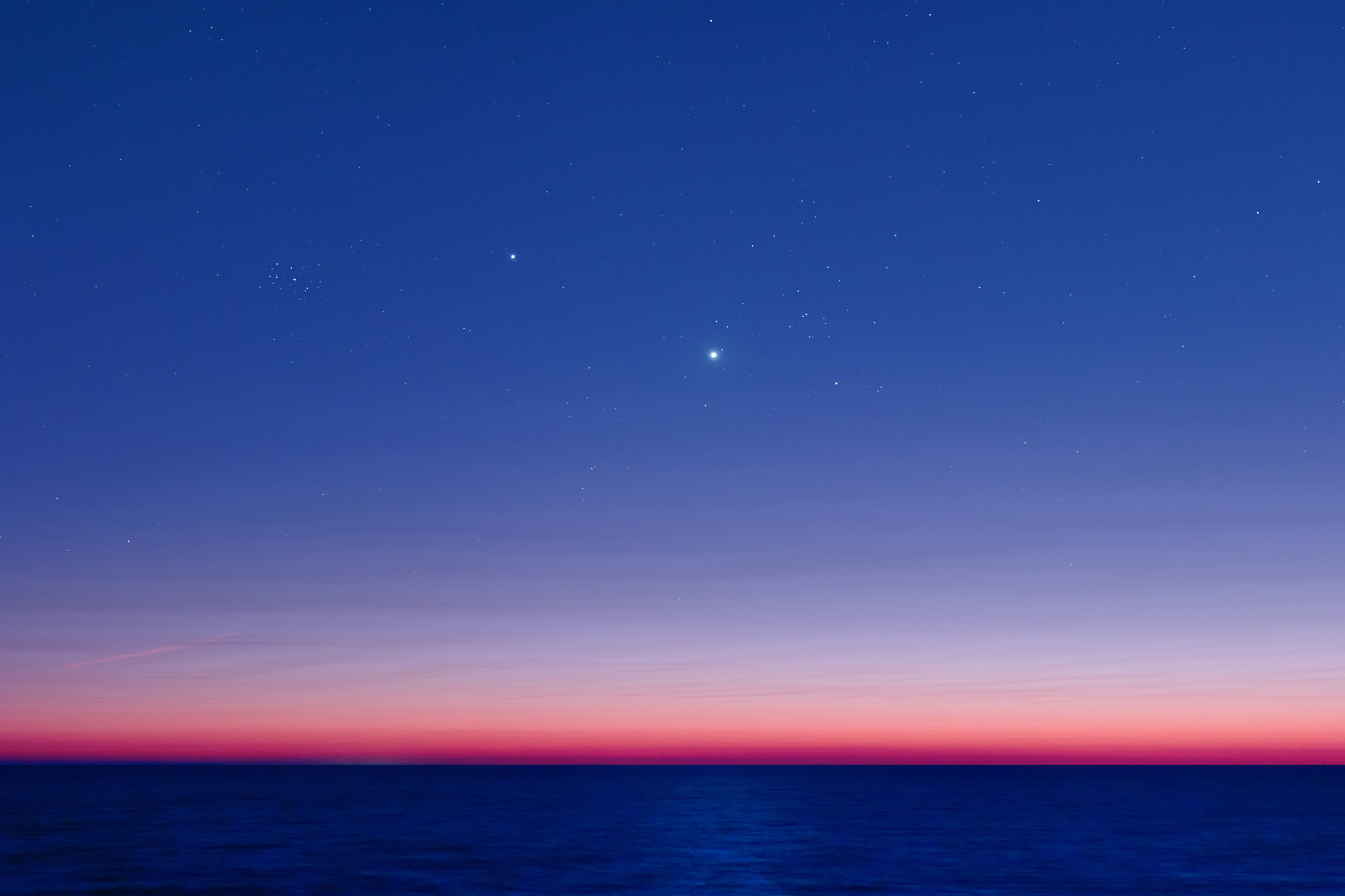 Desktop FHD earth, sky, dusk, sea, stars, sunrise, sunset