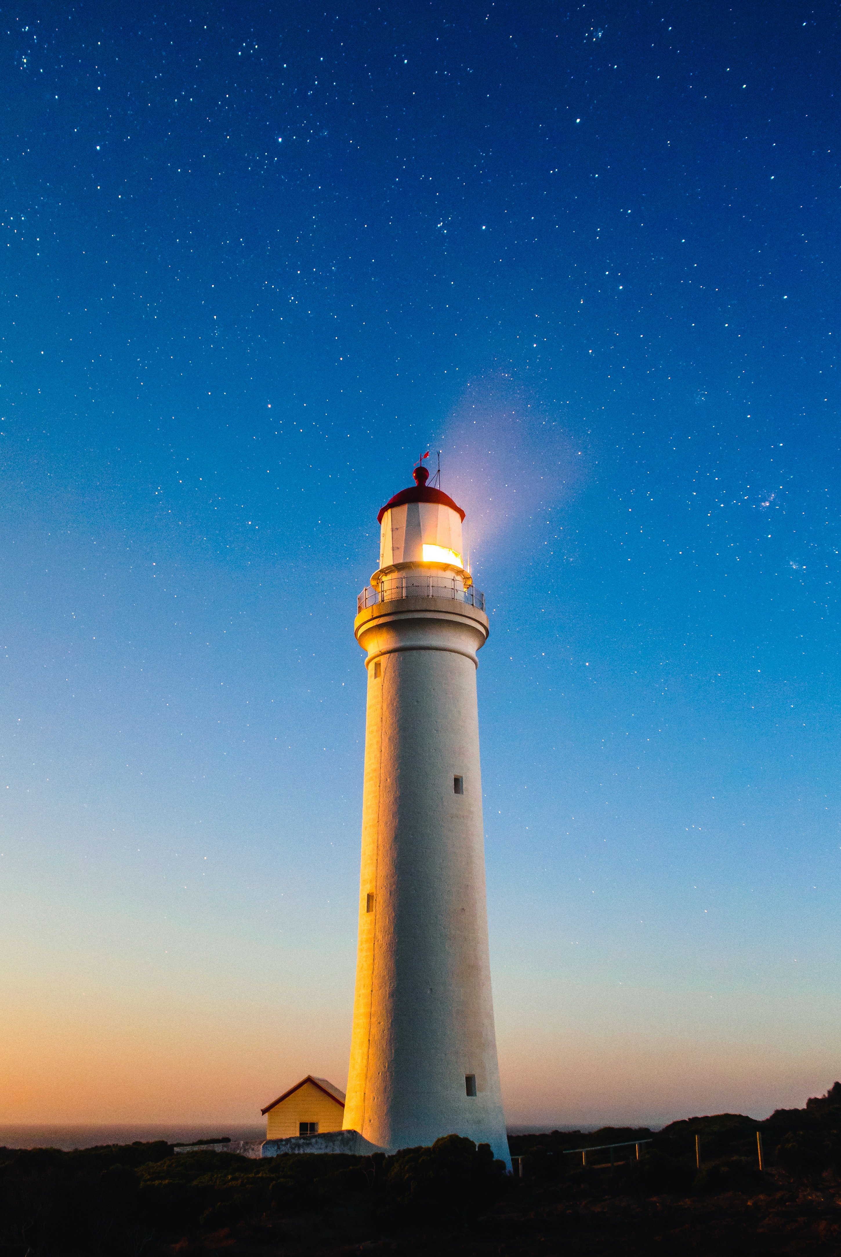 australia, cape nelson lighthouse, nature, starry sky, lighthouse, portland Full HD