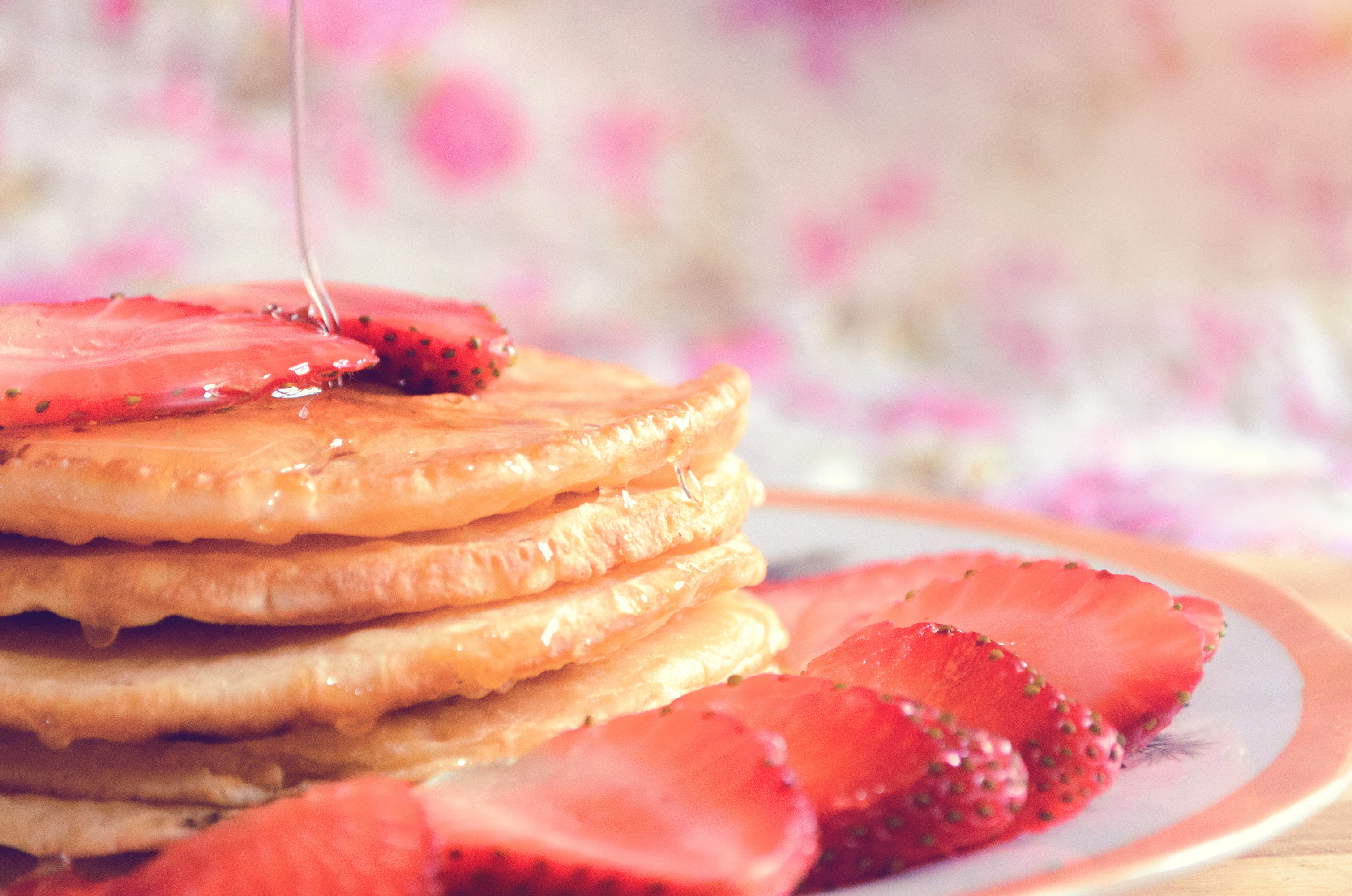 food, pancake, strawberry, syrup for android