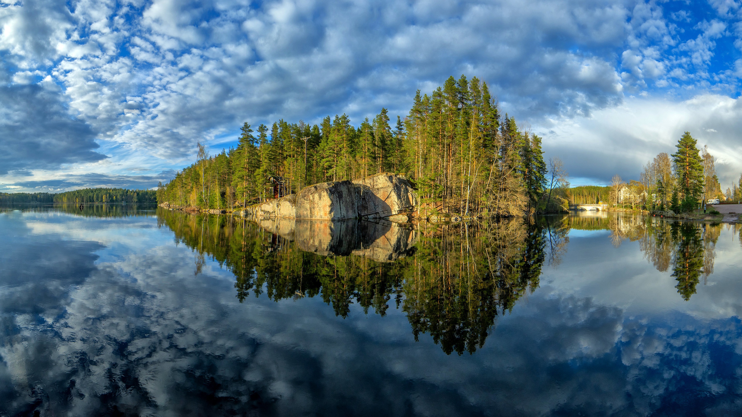 finland, earth, lake, reflection, tree, lakes Phone Background