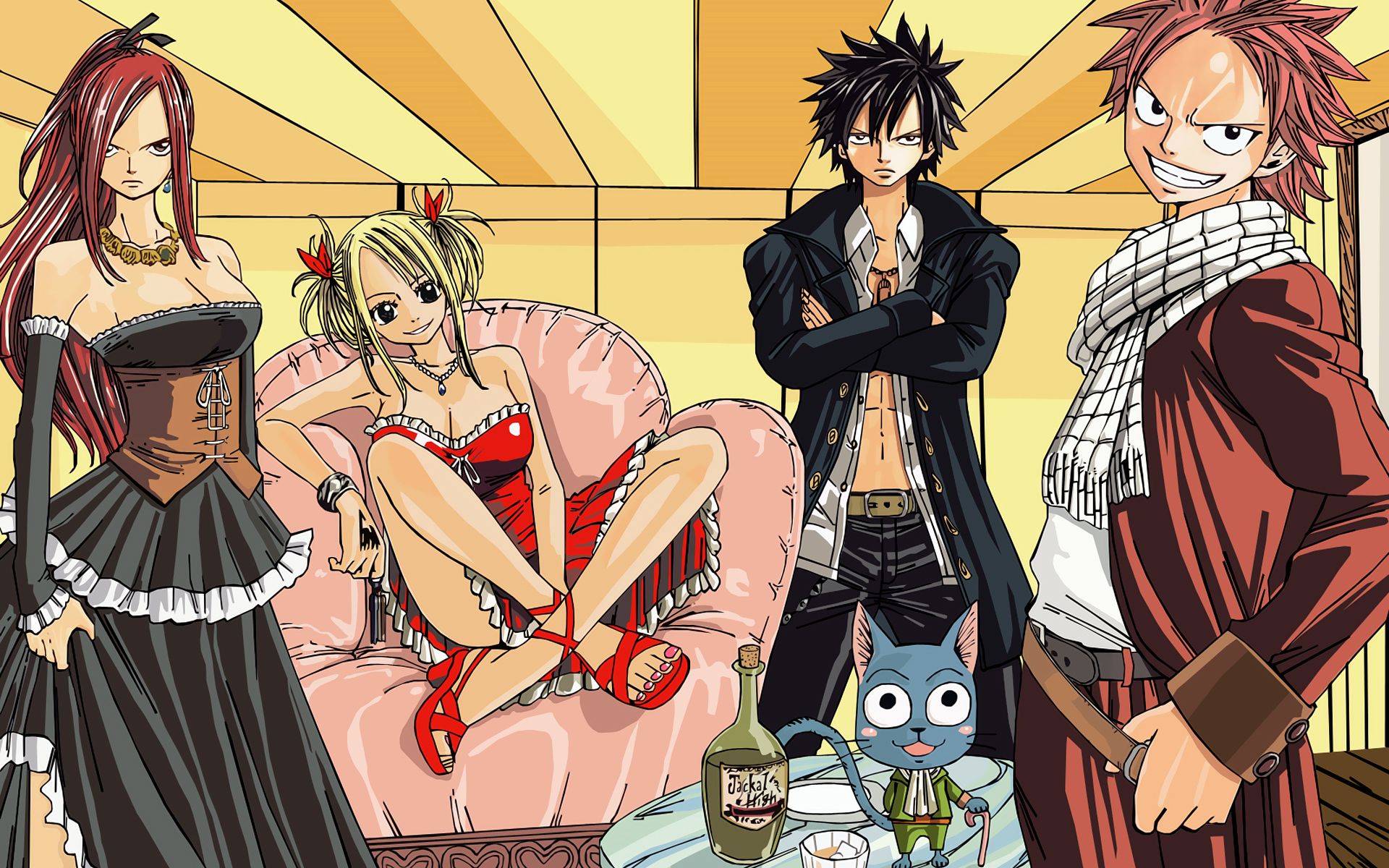 anime, fairy tail, erza scarlet, exorcist, gray fullbuster, happy (fairy tail), lucy heartfilia, natsu dragneel