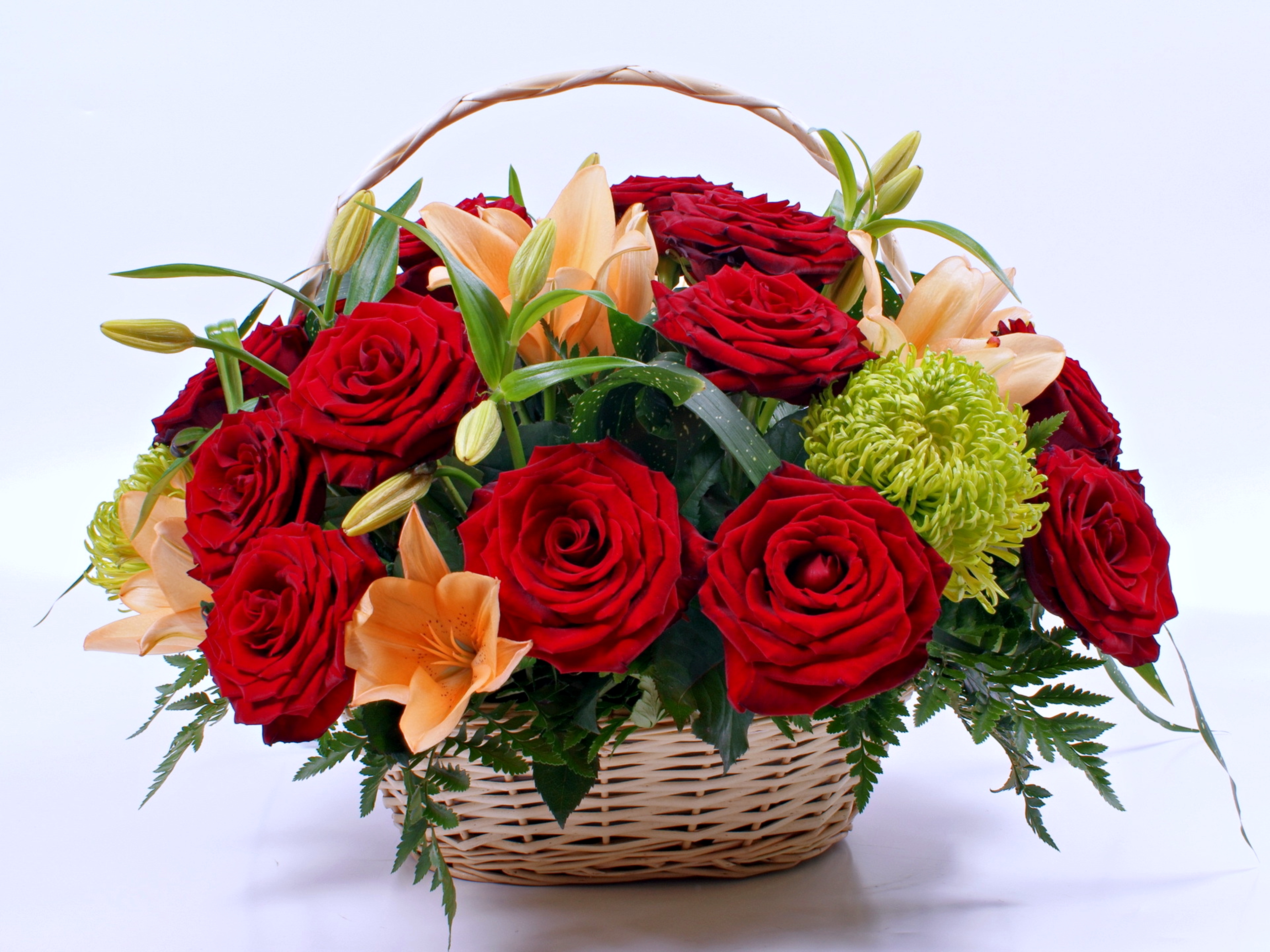 rose, red rose, man made, flower, basket, still life HD wallpaper