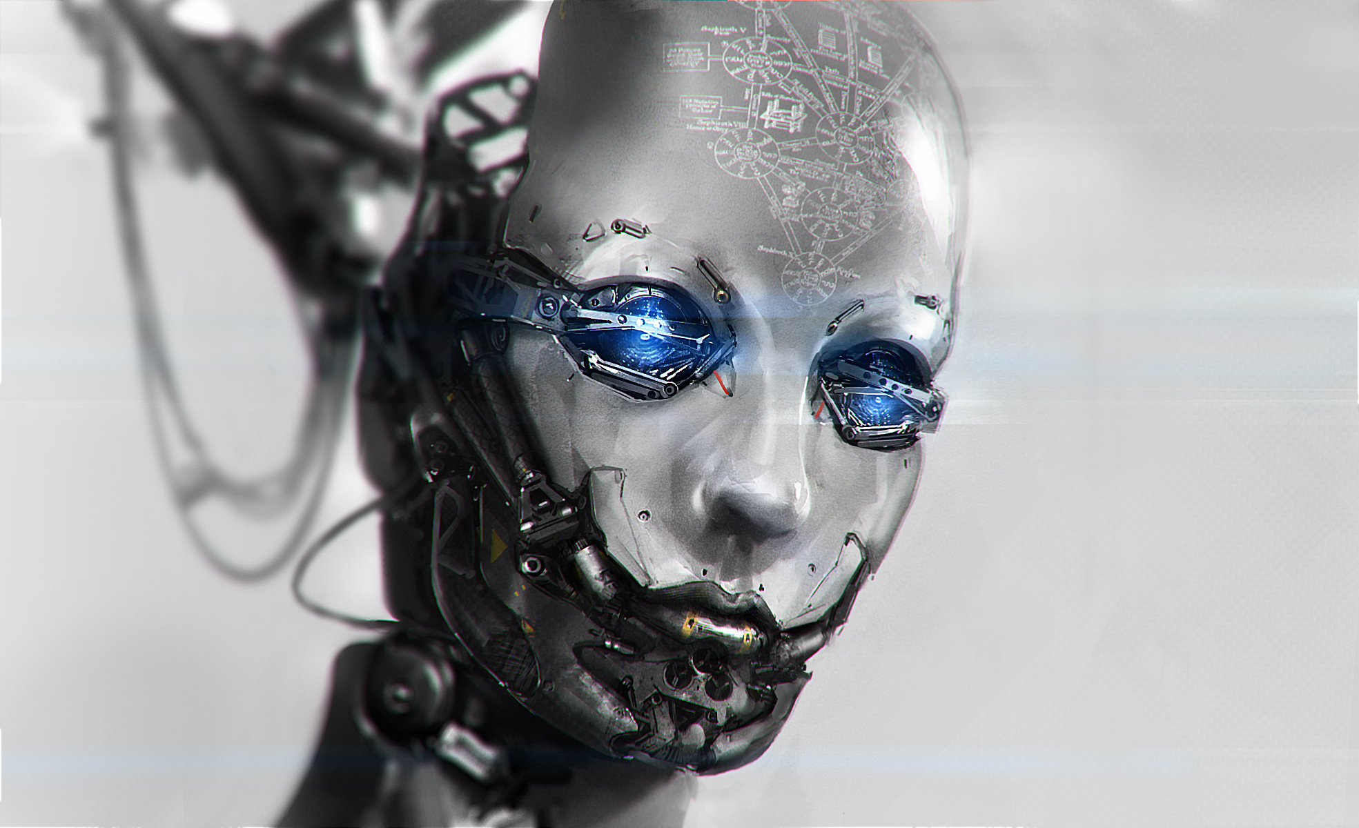 Поколение искусственного интеллекта. Голова робота. Киборг. Кибернетический робот. Робот киборг.