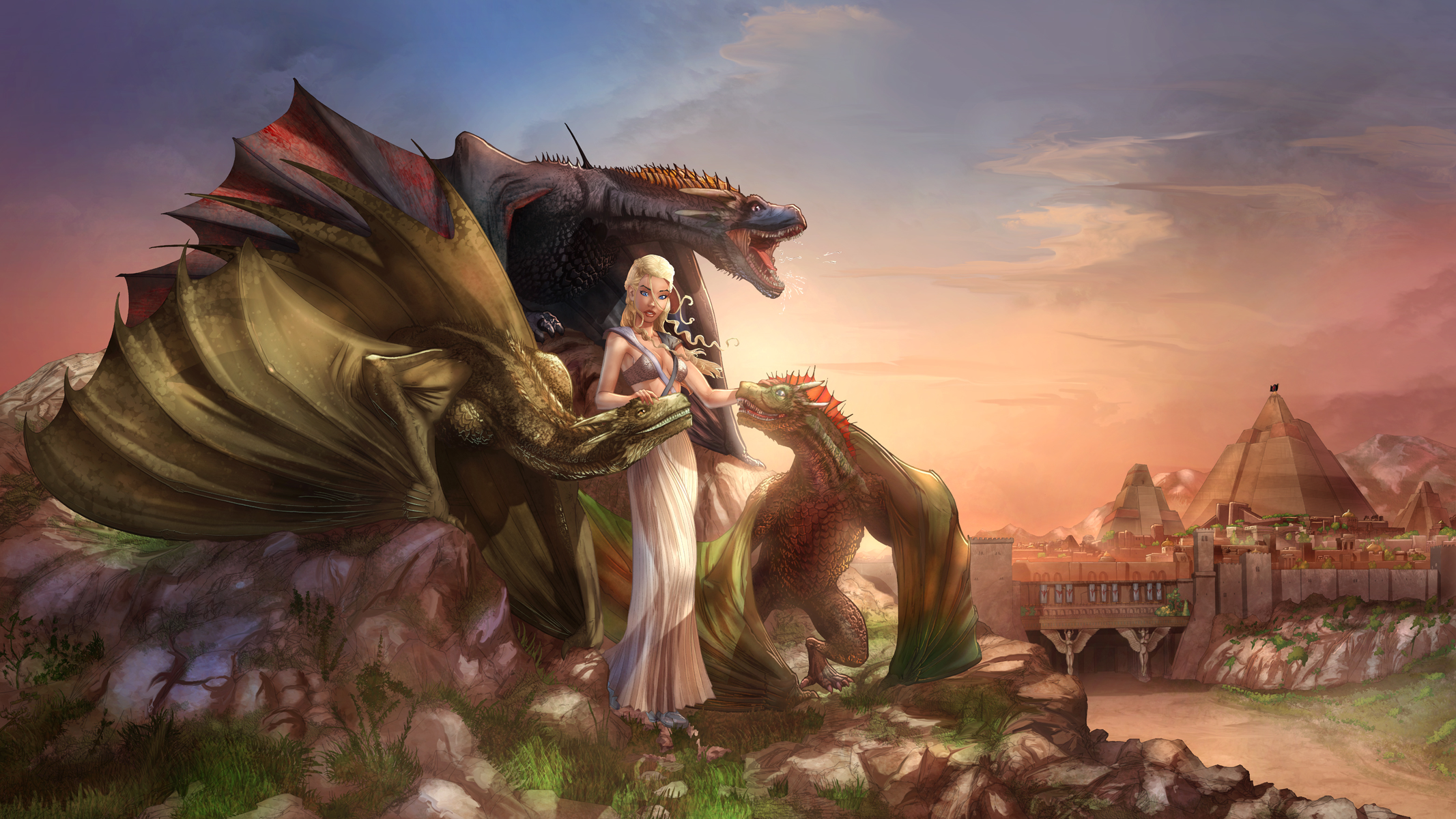 daenerys targaryen, game of thrones, tv show, a song of ice and fire, dragon HD wallpaper