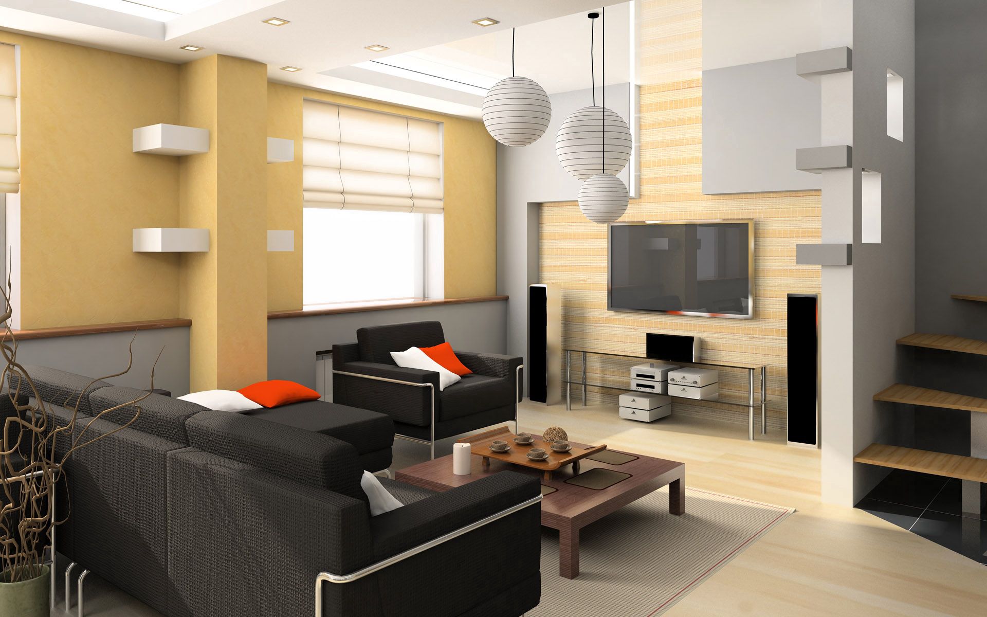 interior, miscellanea, miscellaneous, design, room, sofa, television, television set