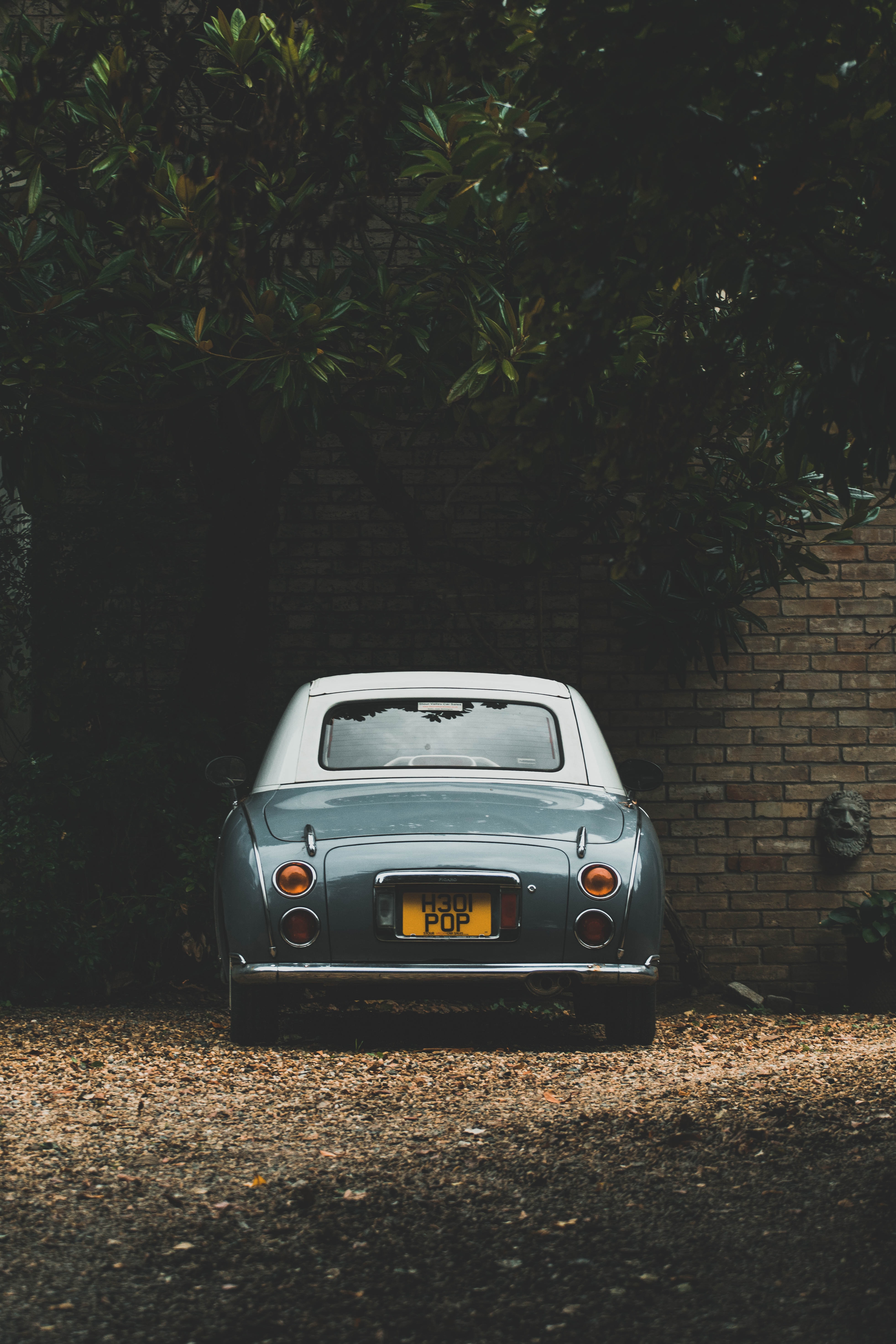 Download mobile wallpaper Back View, Car, Grey, Vintage, Rear View, Cars, Retro for free.