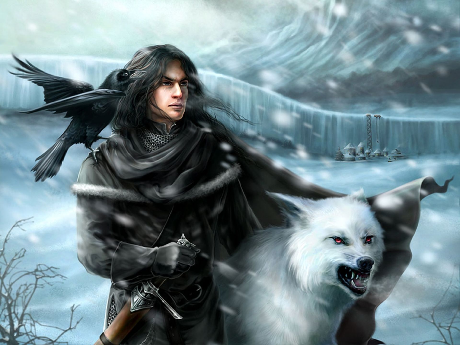Download mobile wallpaper A Song Of Ice And Fire, Jon Snow, Ghost, Game Of Thrones, Fantasy for free.