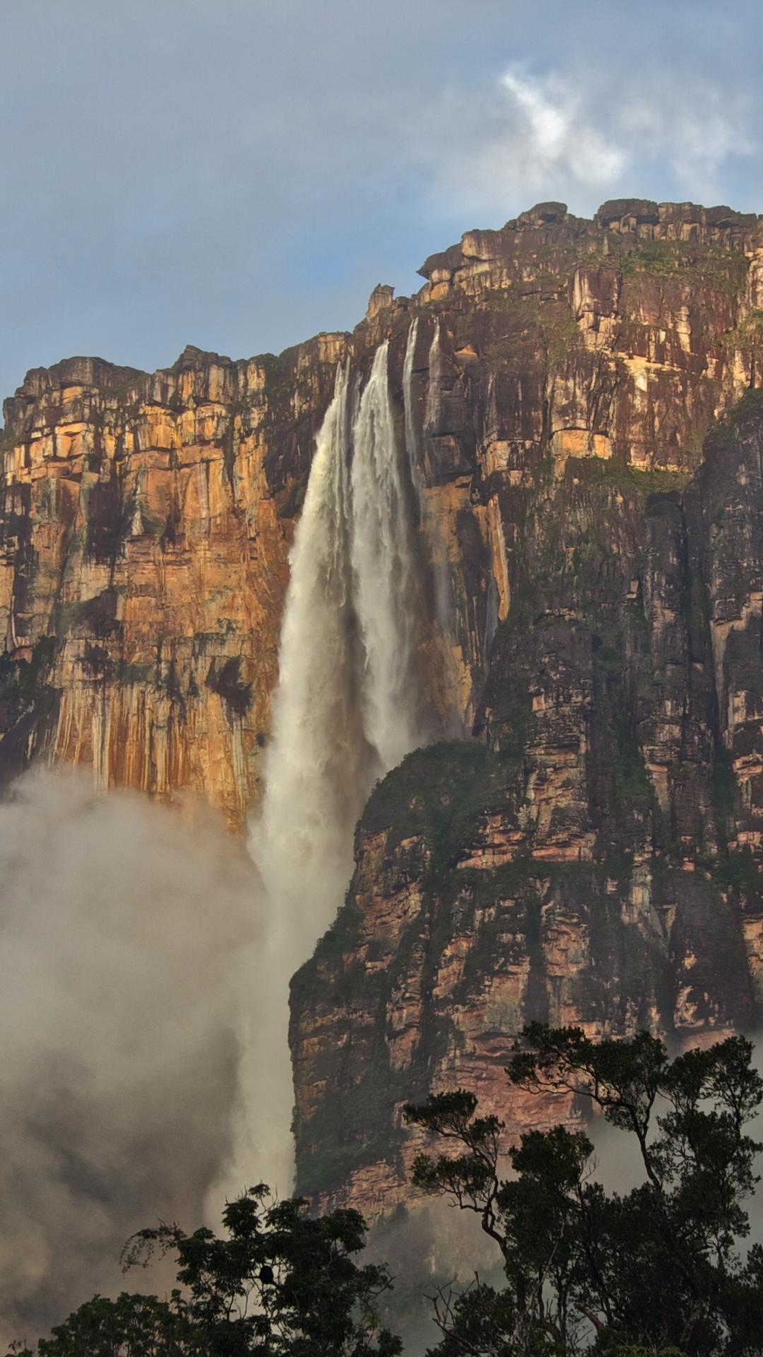 earth, angel falls, waterfall, fog, venezuela, mountain, cliff, waterfalls 8K