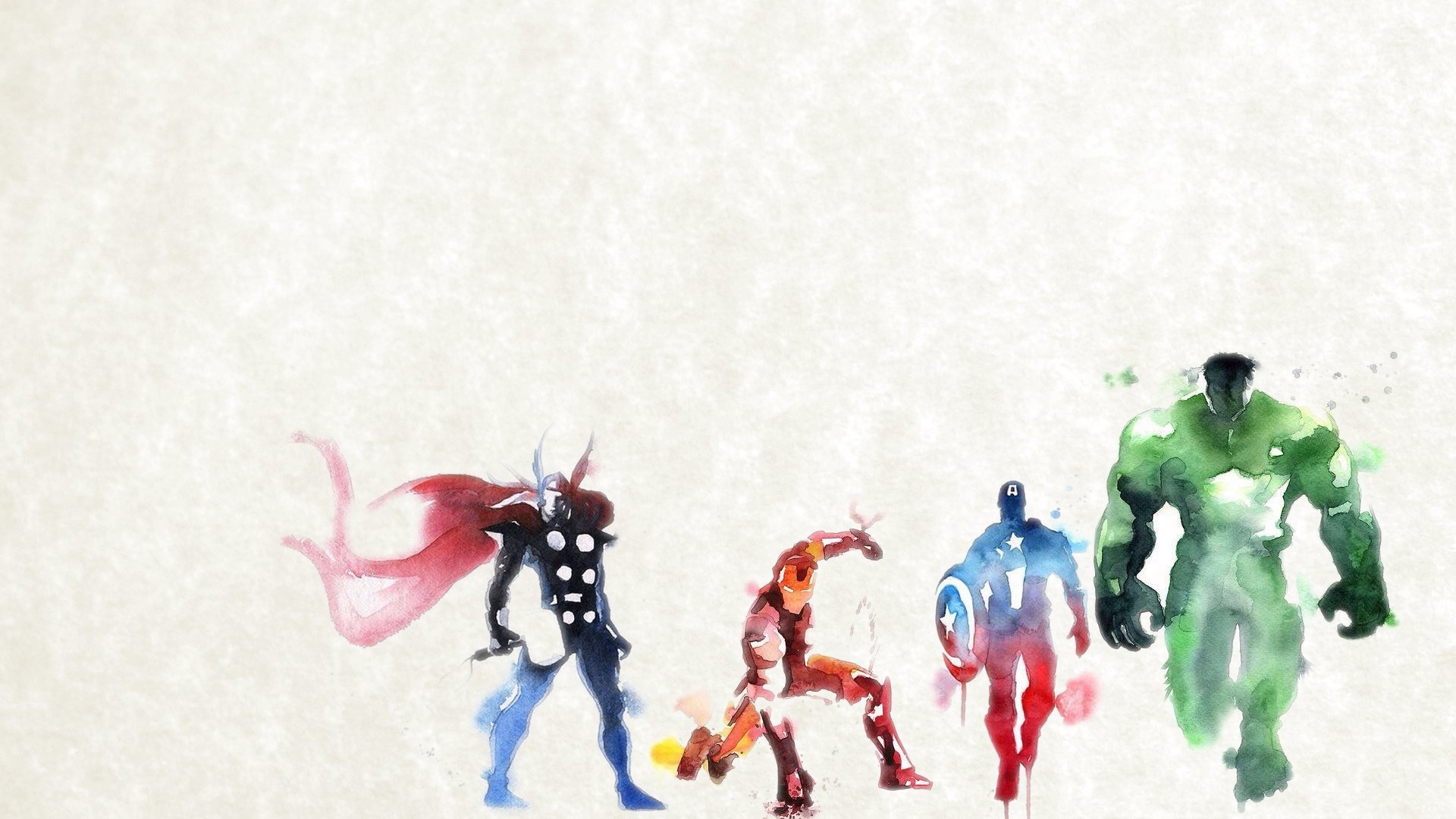 thor, hulk, watercolor, comics, avengers, captain america, iron man, the avengers FHD, 4K, UHD